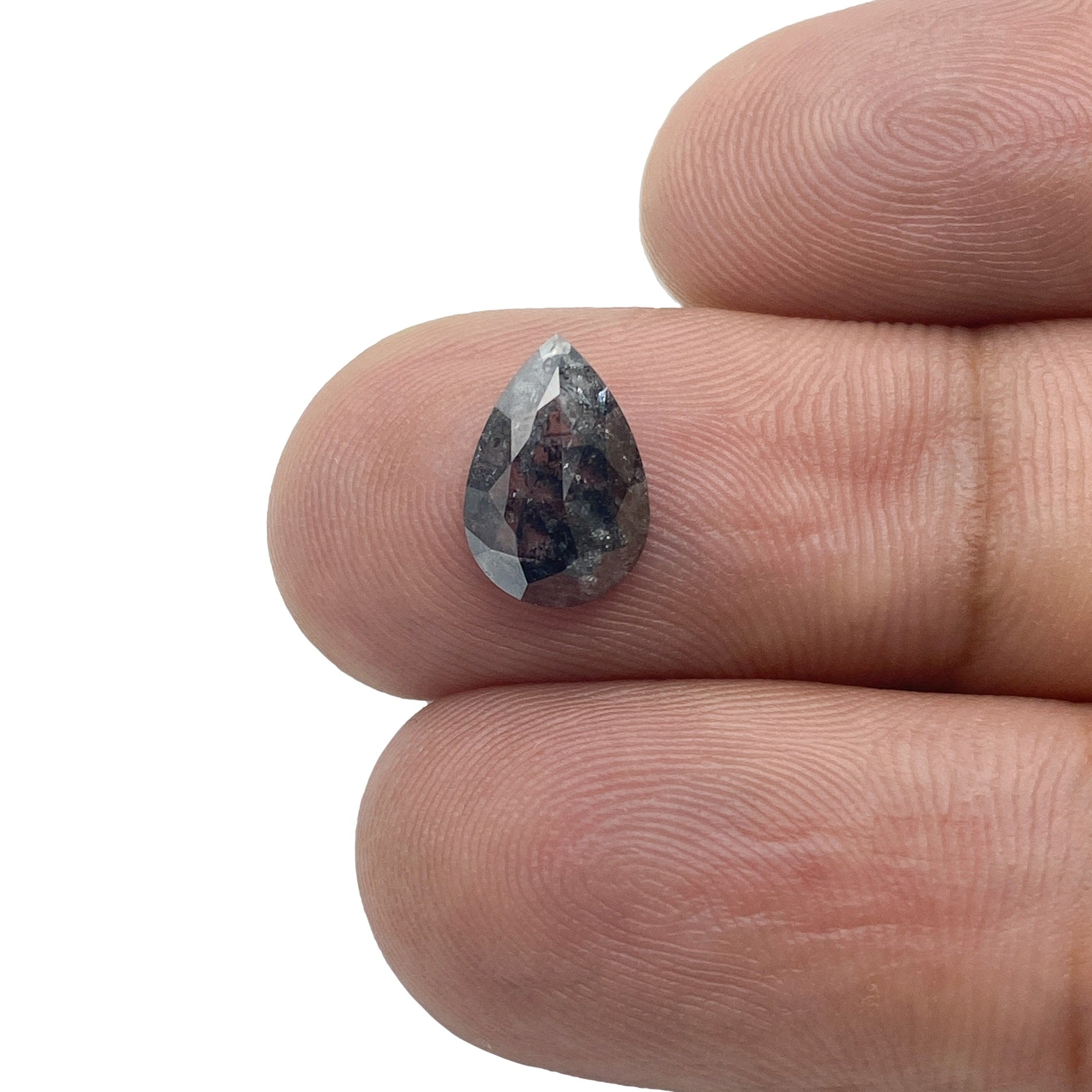 1.15ct | Salt & Pepper Pear Shape Rose Cut Diamond