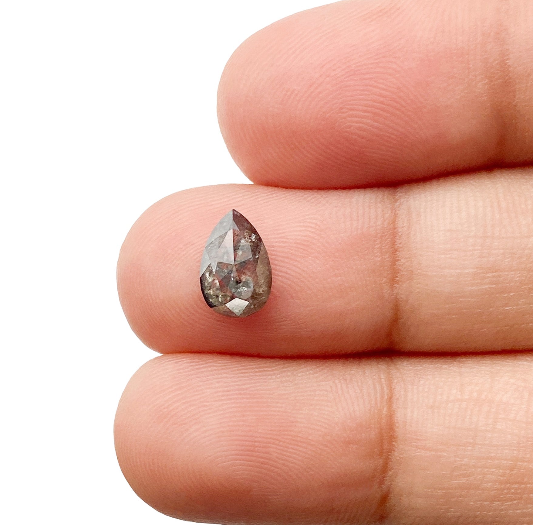 1.28ct | Salt & Pepper Pear Shape Rose Cut Diamond