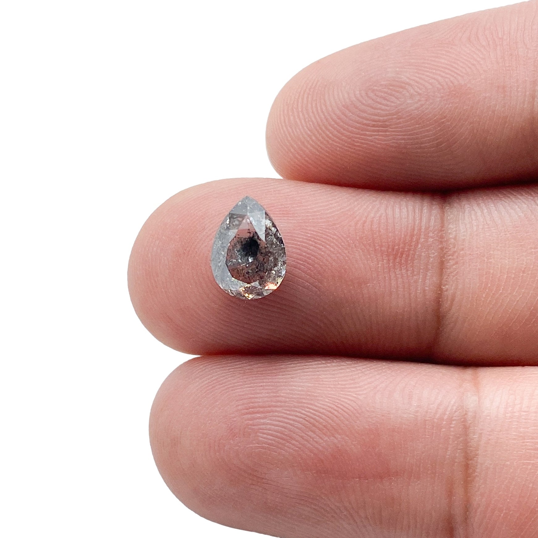 1.76ct | Salt & Pepper Pear Shape Rose Cut Diamond