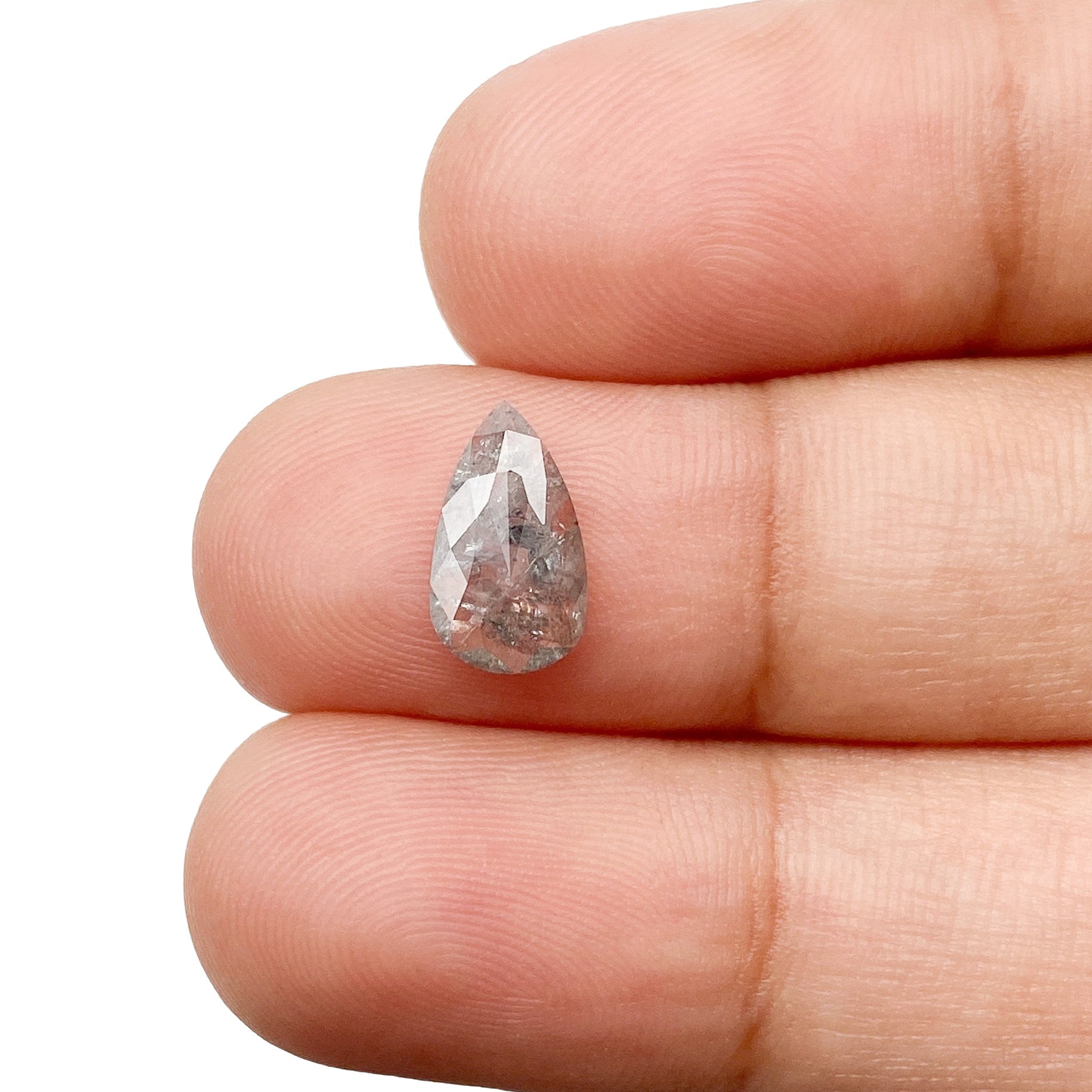 1.35ct | Salt & Pepper Pear Shape Rose Cut Diamond