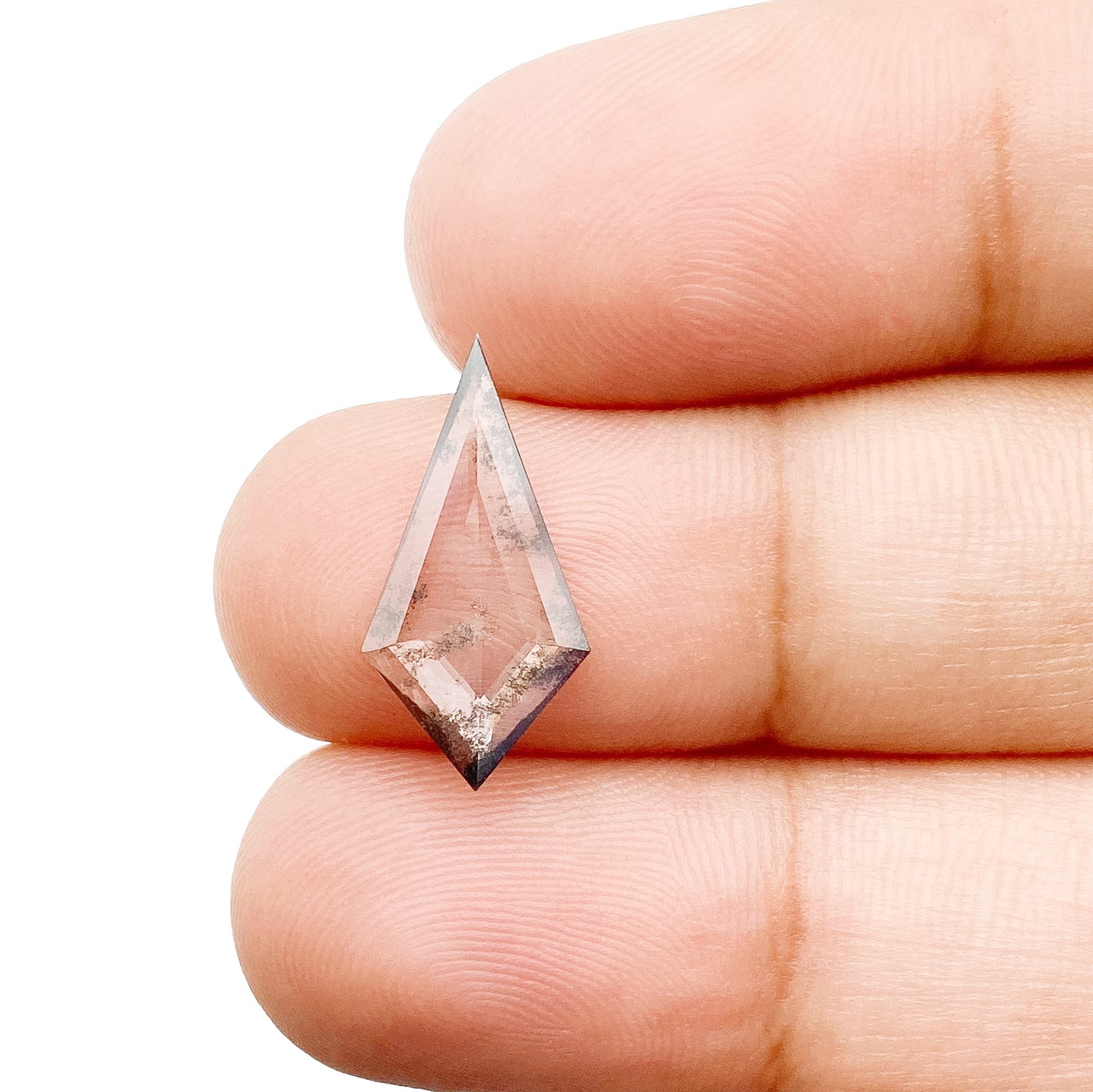 LITHOS Diamond Lab Diamond 1.24ct | Salt & Pepper Kite Shape Rose Cut Lab Diamond