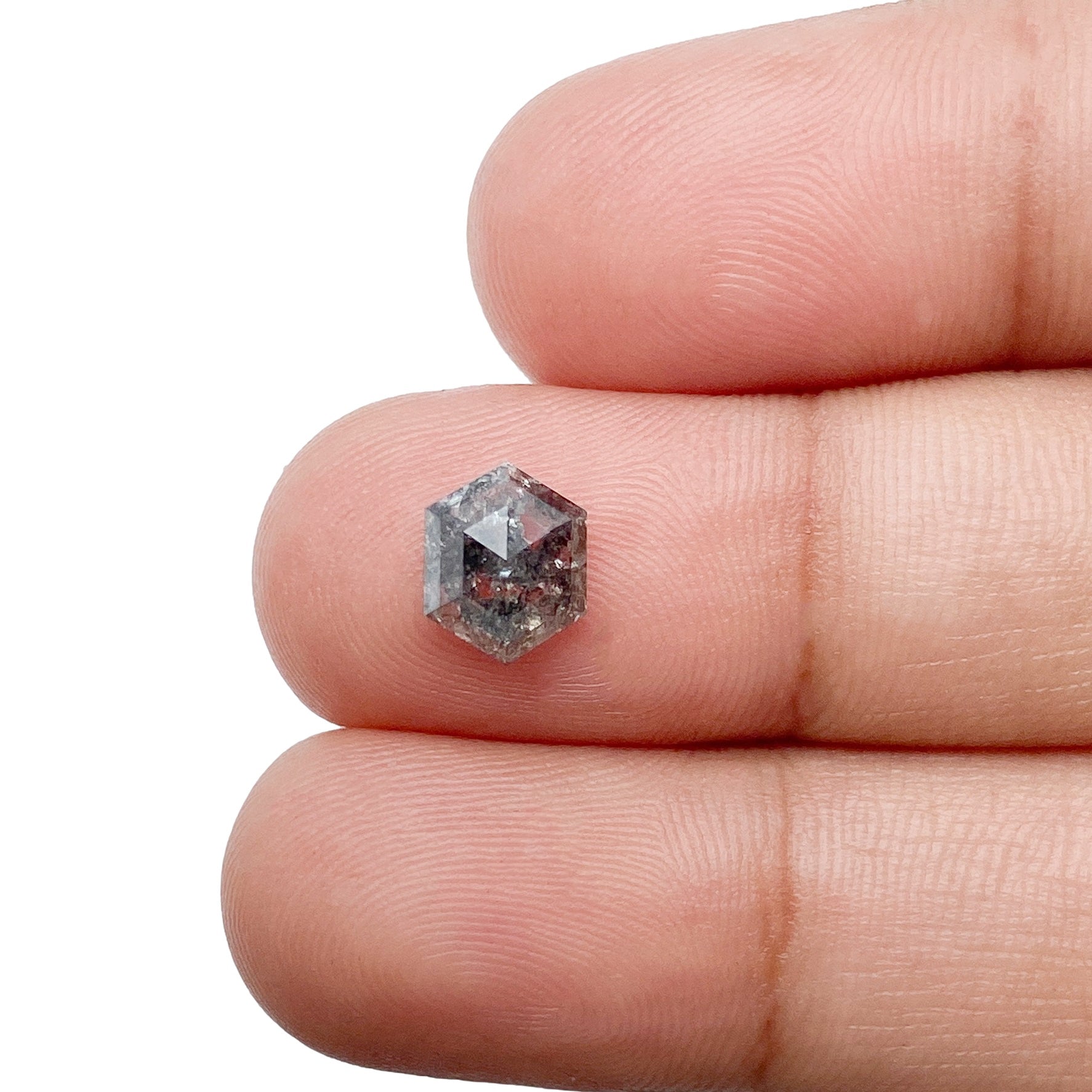 1.43ct | Salt & Pepper Hexagon Shape Rose Cut Diamond