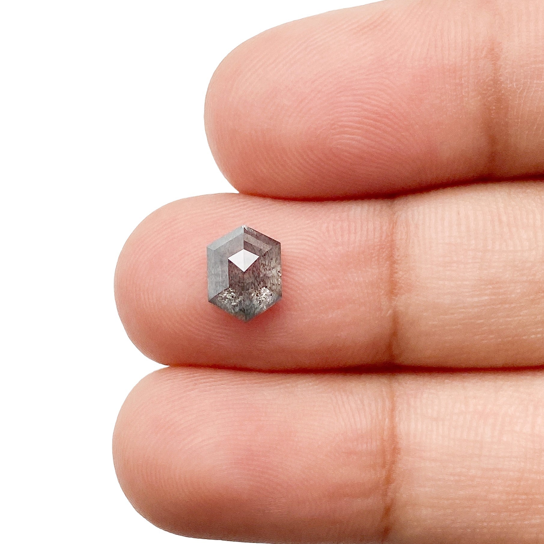 DIAMOND VAULT SALT & PEPPER DIAMOND 1.25ct | Salt & Pepper Hexagon Shape Rose Cut Diamond