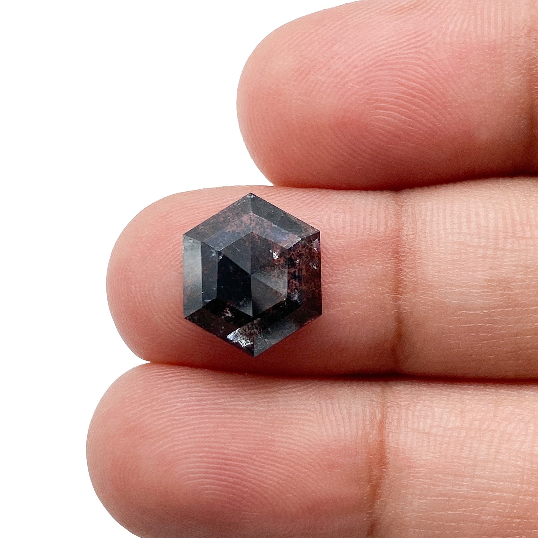 3.11ct | Salt & Pepper Hexagon Shape Rose Cut Diamond