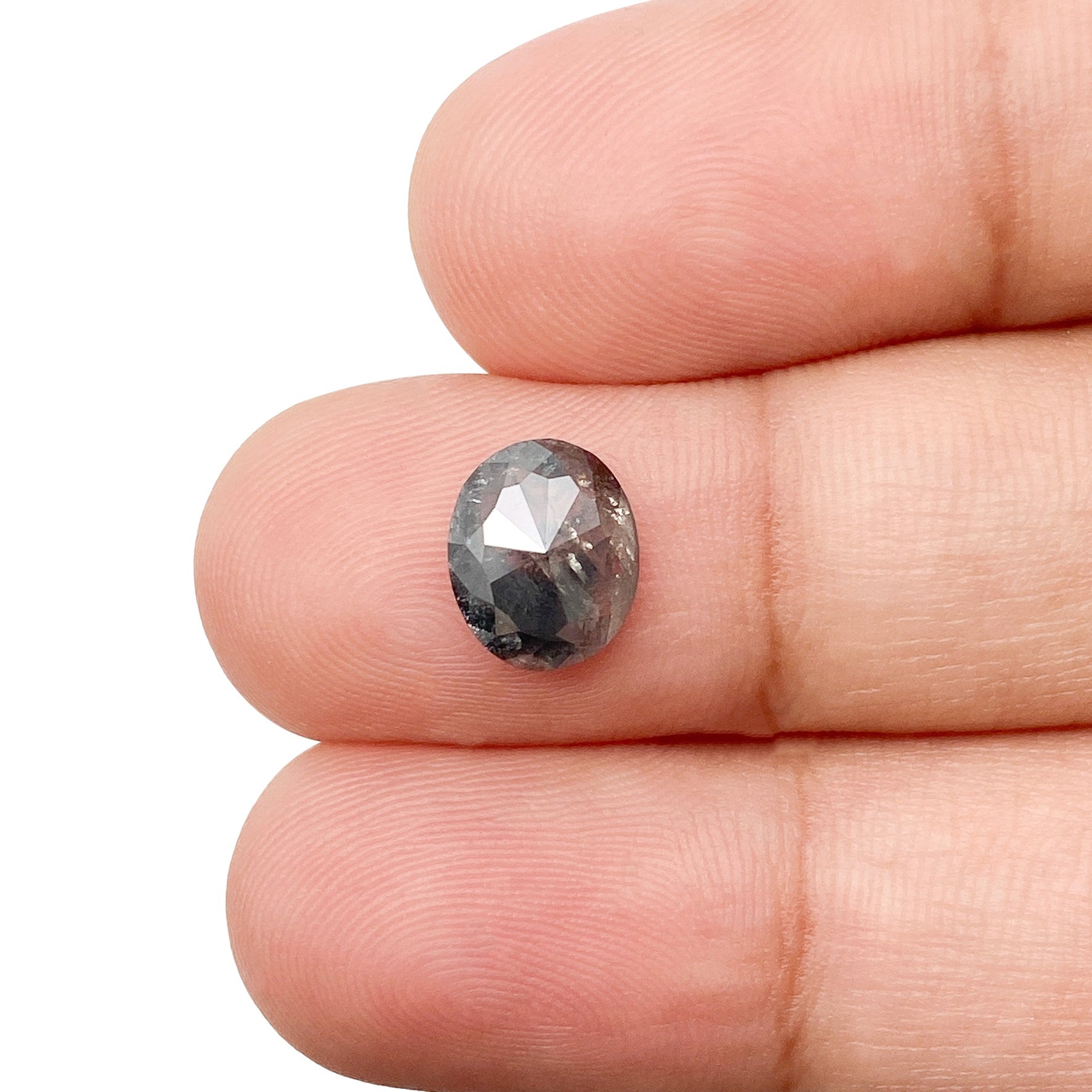 1.52ct | Salt & Pepper Oval Shape Rose Cut Diamond