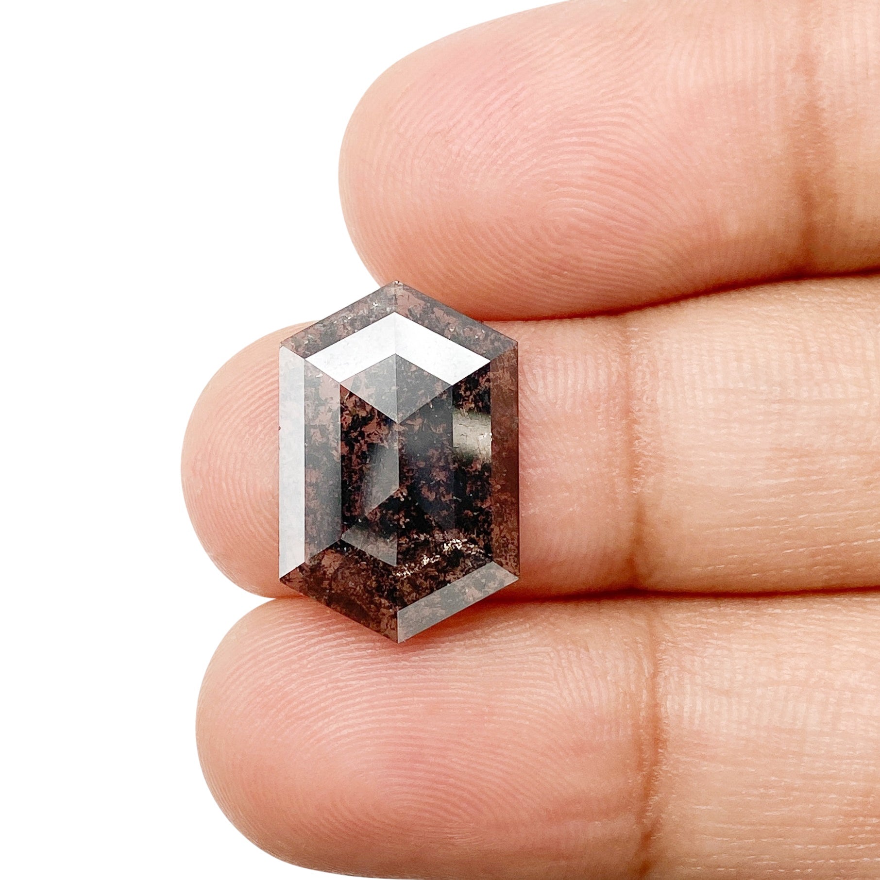 3.15ct | Salt & Pepper Hexagon Shape Rose Cut Diamond