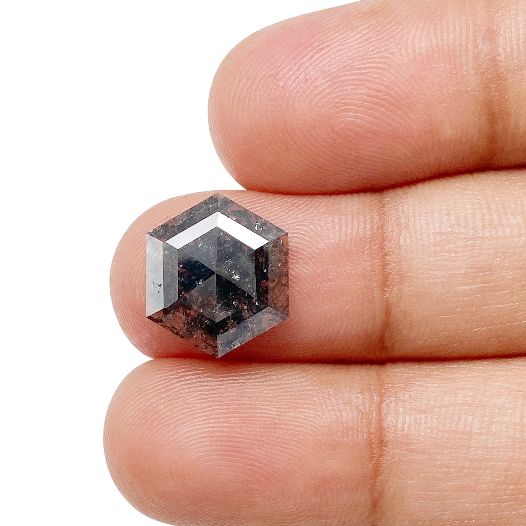 2.80ct | Salt & Pepper Hexagon Shape Rose Cut Diamond