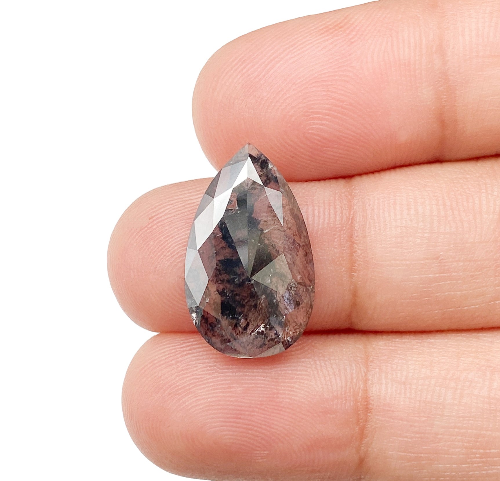 4.41ct | Salt & Pepper Pear Shape Rose Cut Diamond