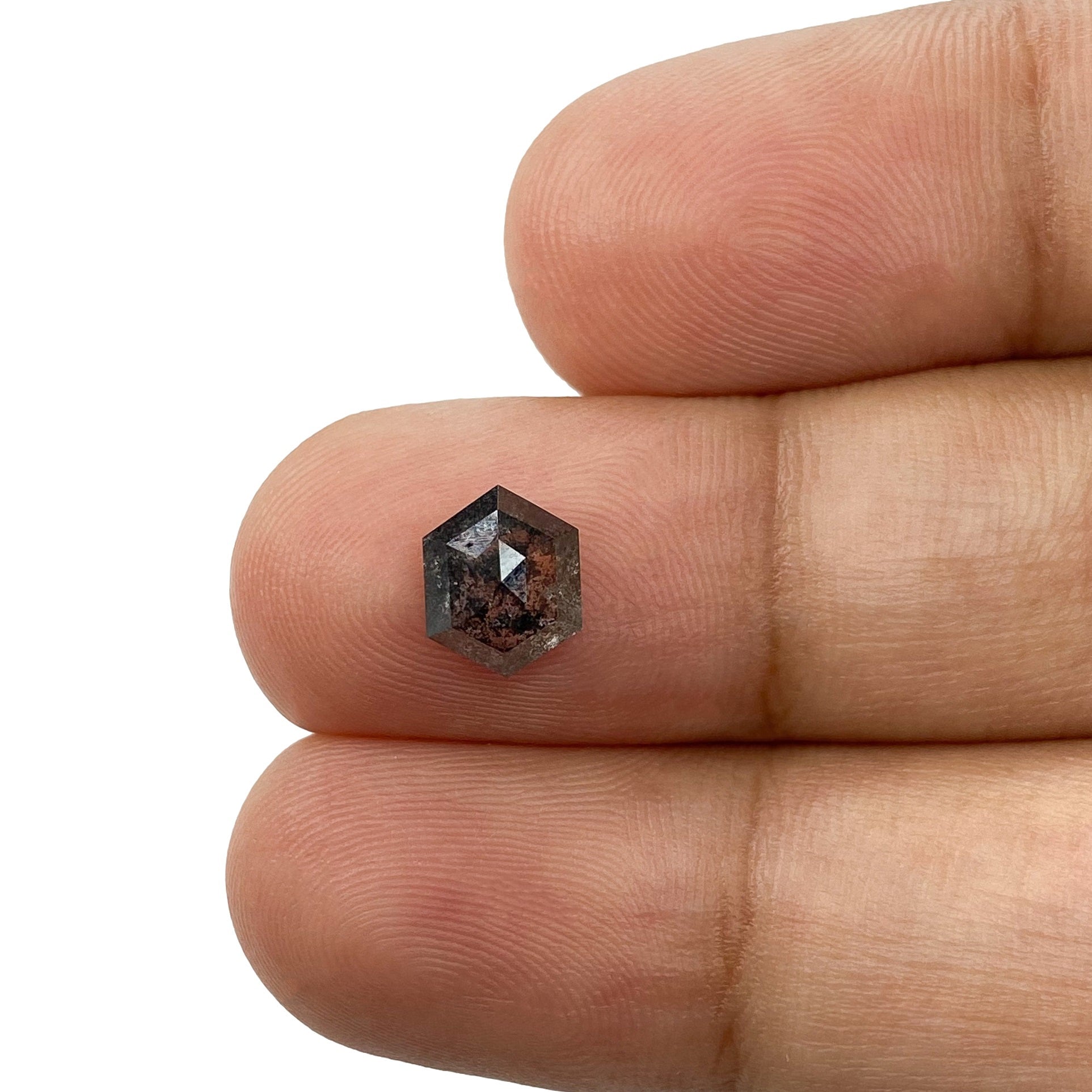 1.32ct | Salt & Pepper Hexagon Shape Rose Cut Diamond