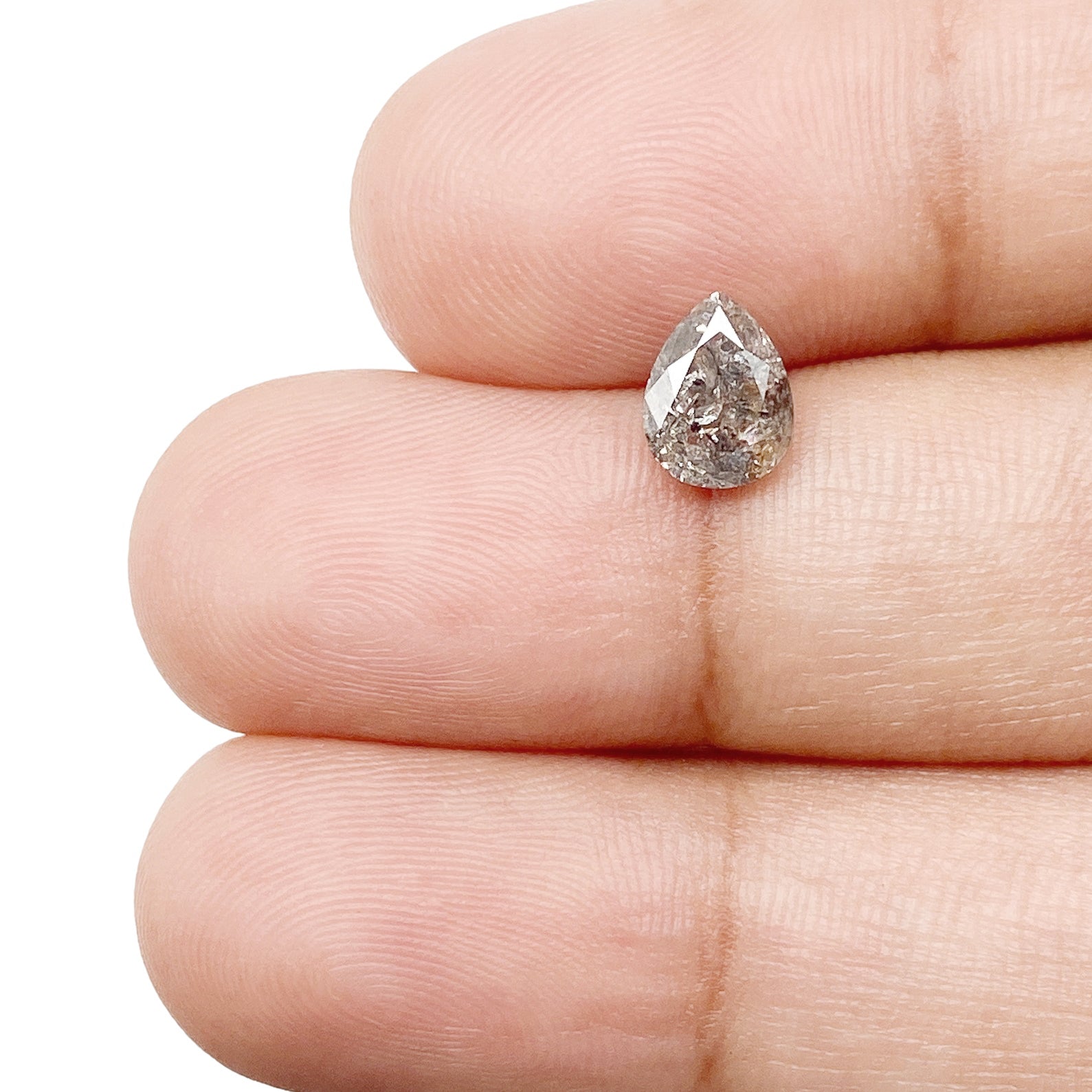 1.00ct | Salt & Pepper Pear Shape Rose Cut Diamond