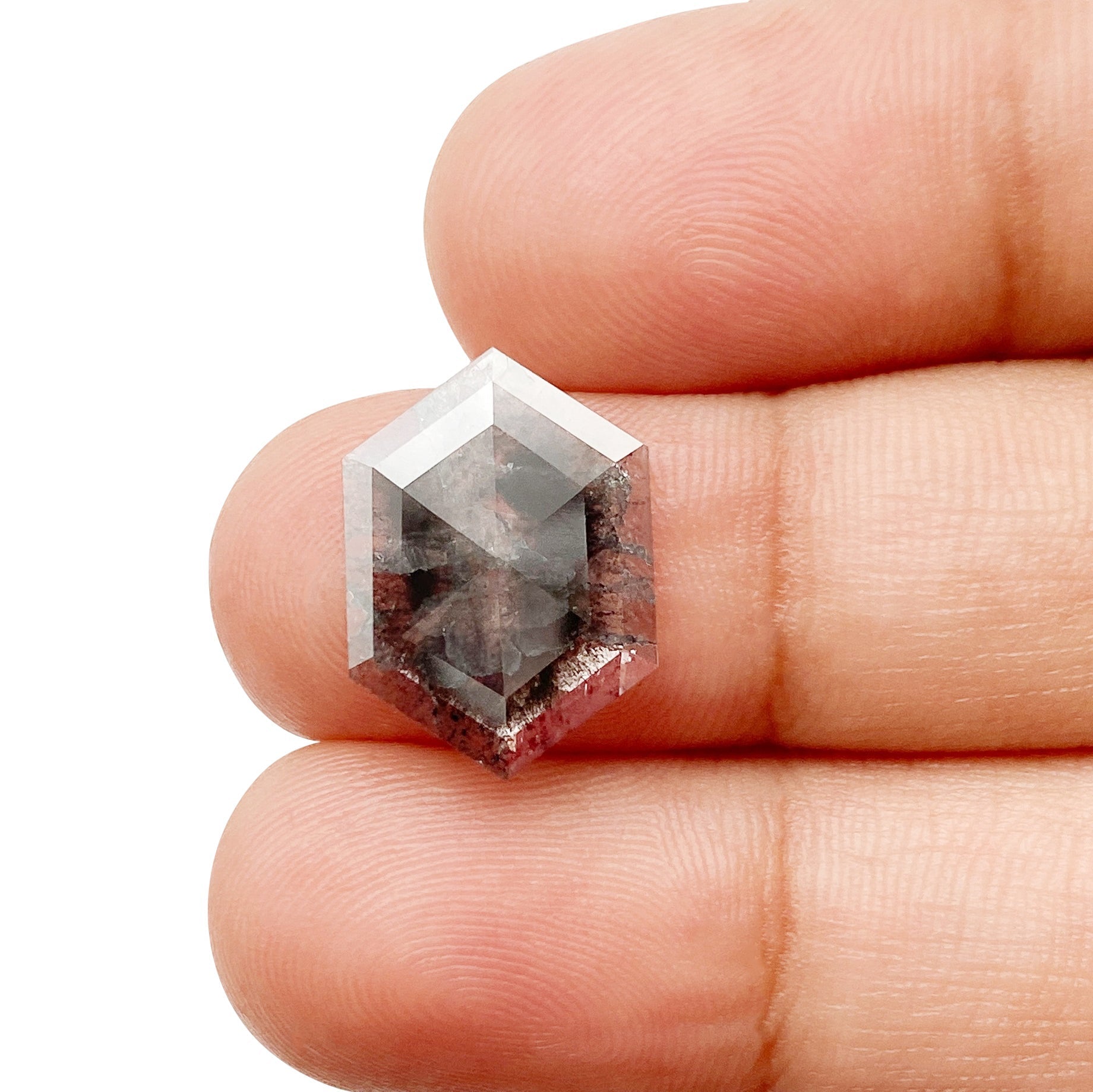 2.41ct | Salt & Pepper Hexagon Shape Rose Cut Diamond