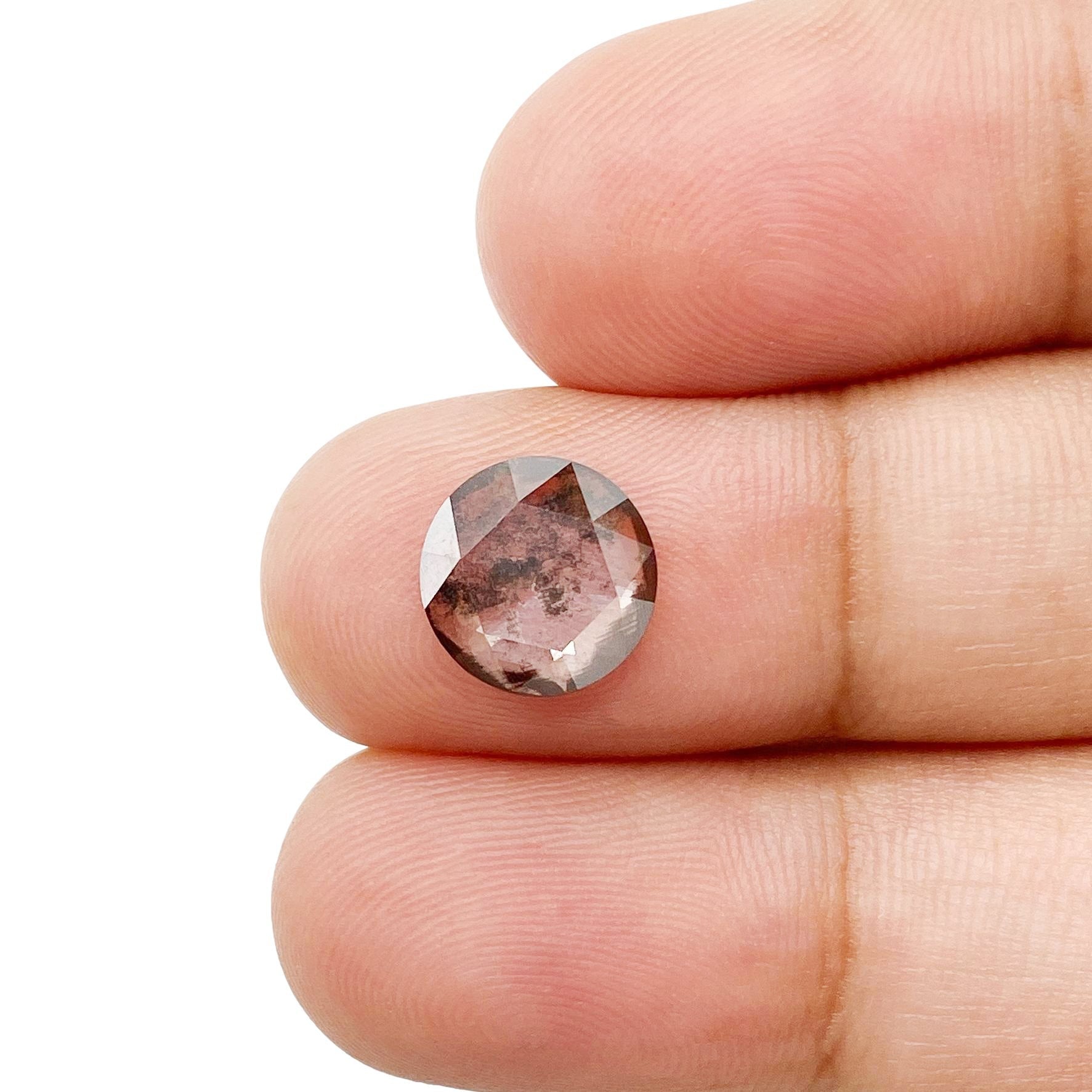 LITHOS Diamond Lab Diamond 1.11ct | Salt & Pepper Round Shape Rose Cut Lab Diamond