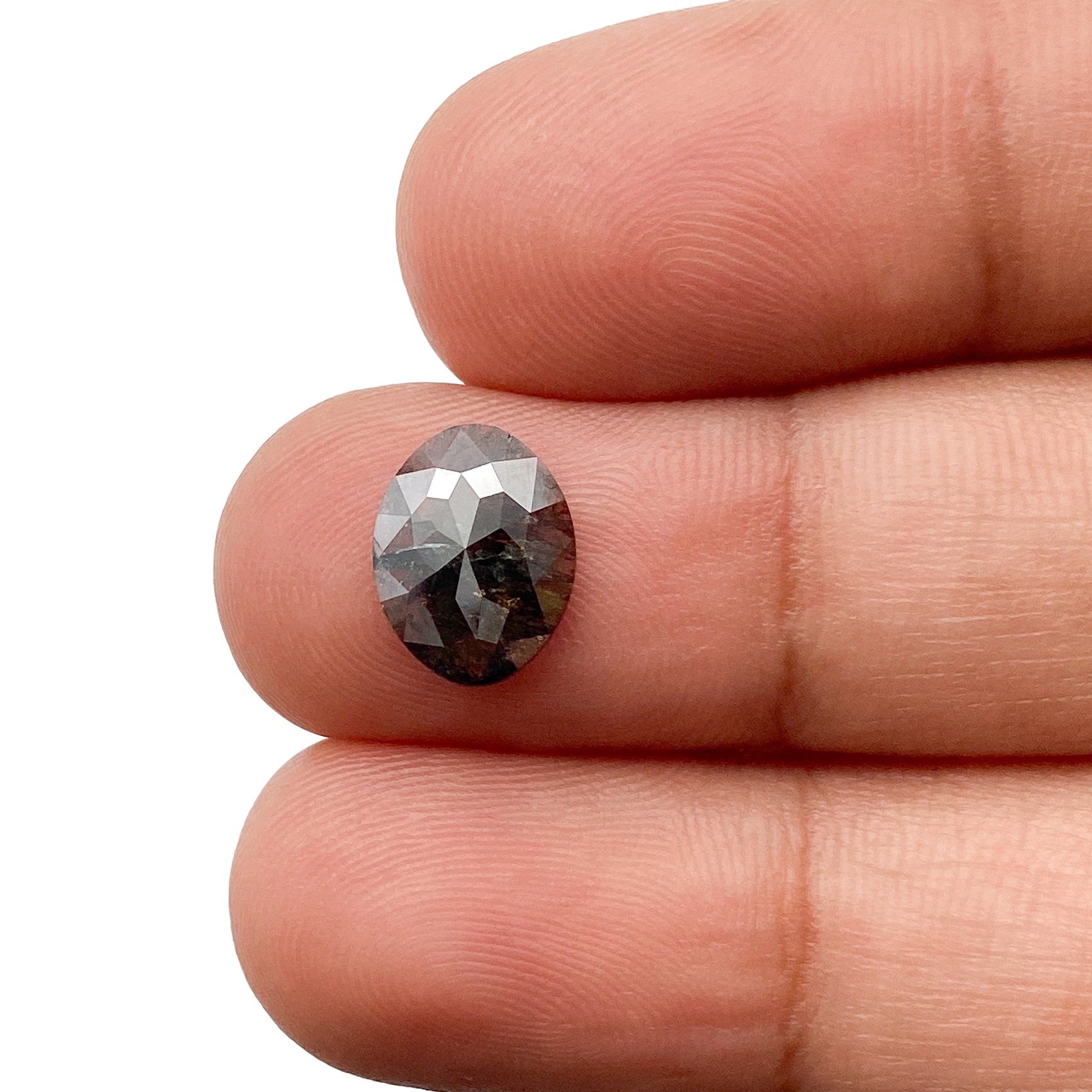 1.25ct | Salt & Pepper Oval Shape Rose Cut Diamond