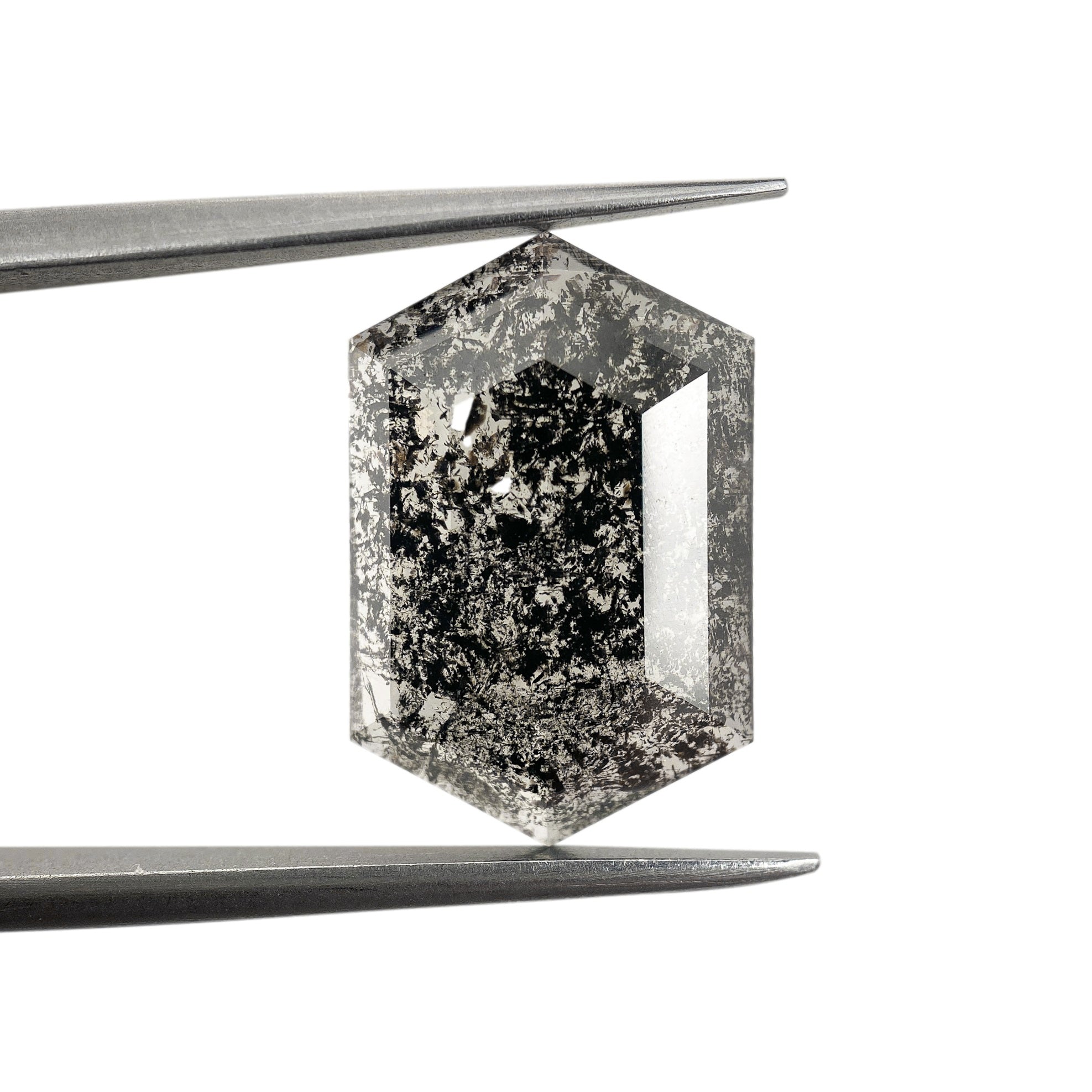 3.15ct | Salt & Pepper Hexagon Shape Rose Cut Diamond