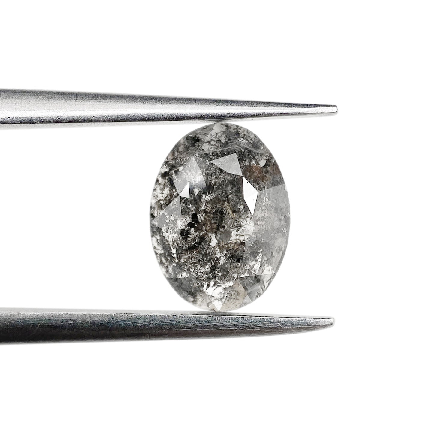 0.96ct | Salt & Pepper Oval Shape Rose Cut Diamond