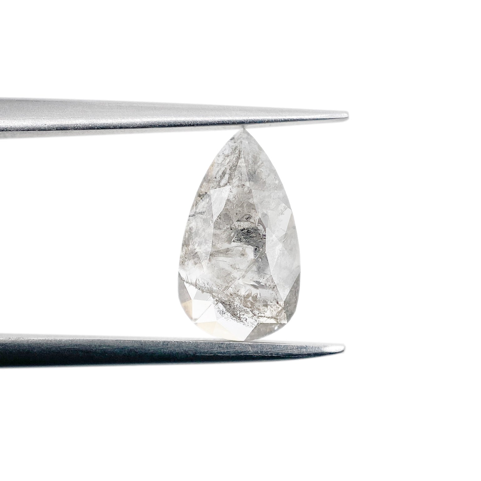 1.35ct | Salt & Pepper Pear Shape Rose Cut Diamond