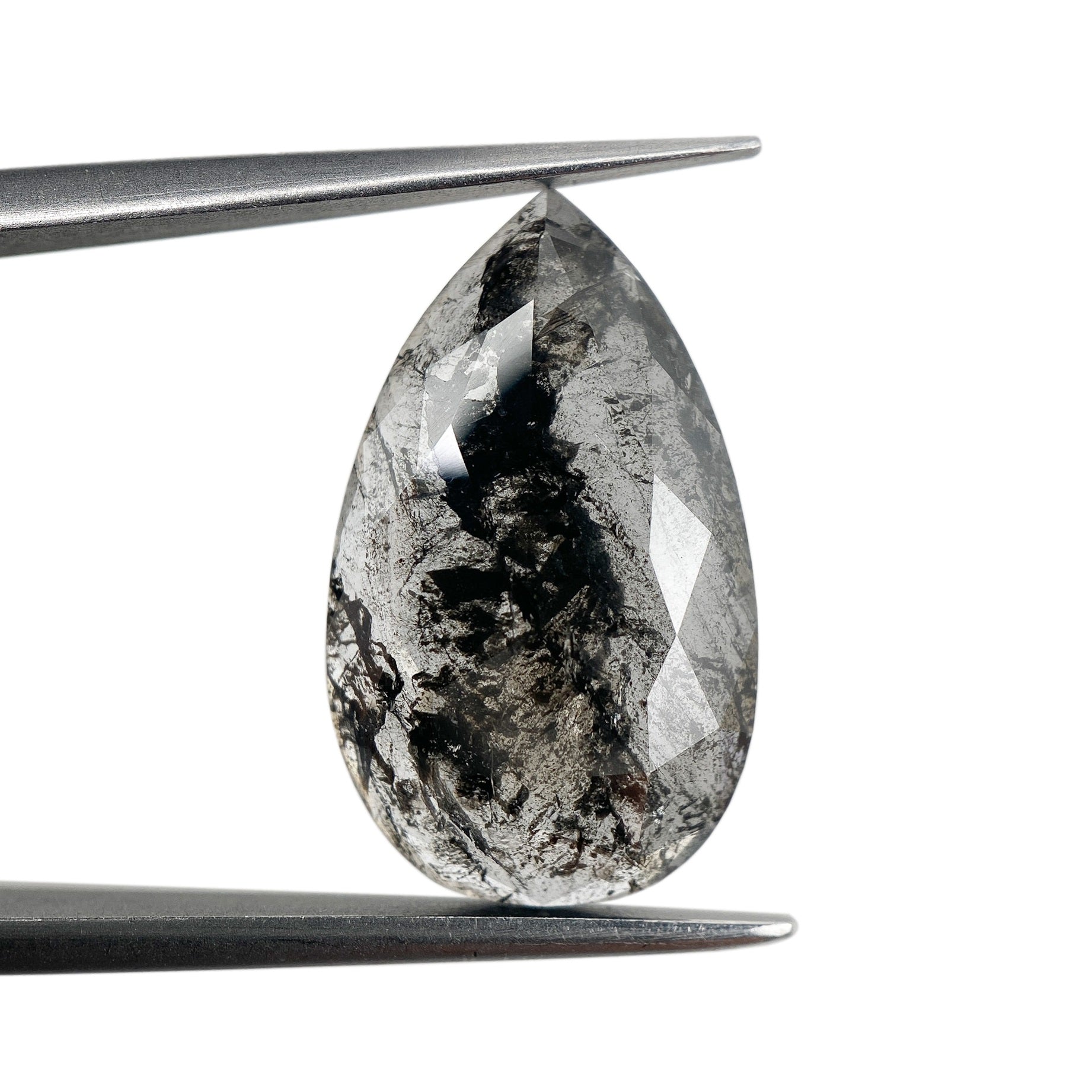 4.41ct | Salt & Pepper Pear Shape Rose Cut Diamond