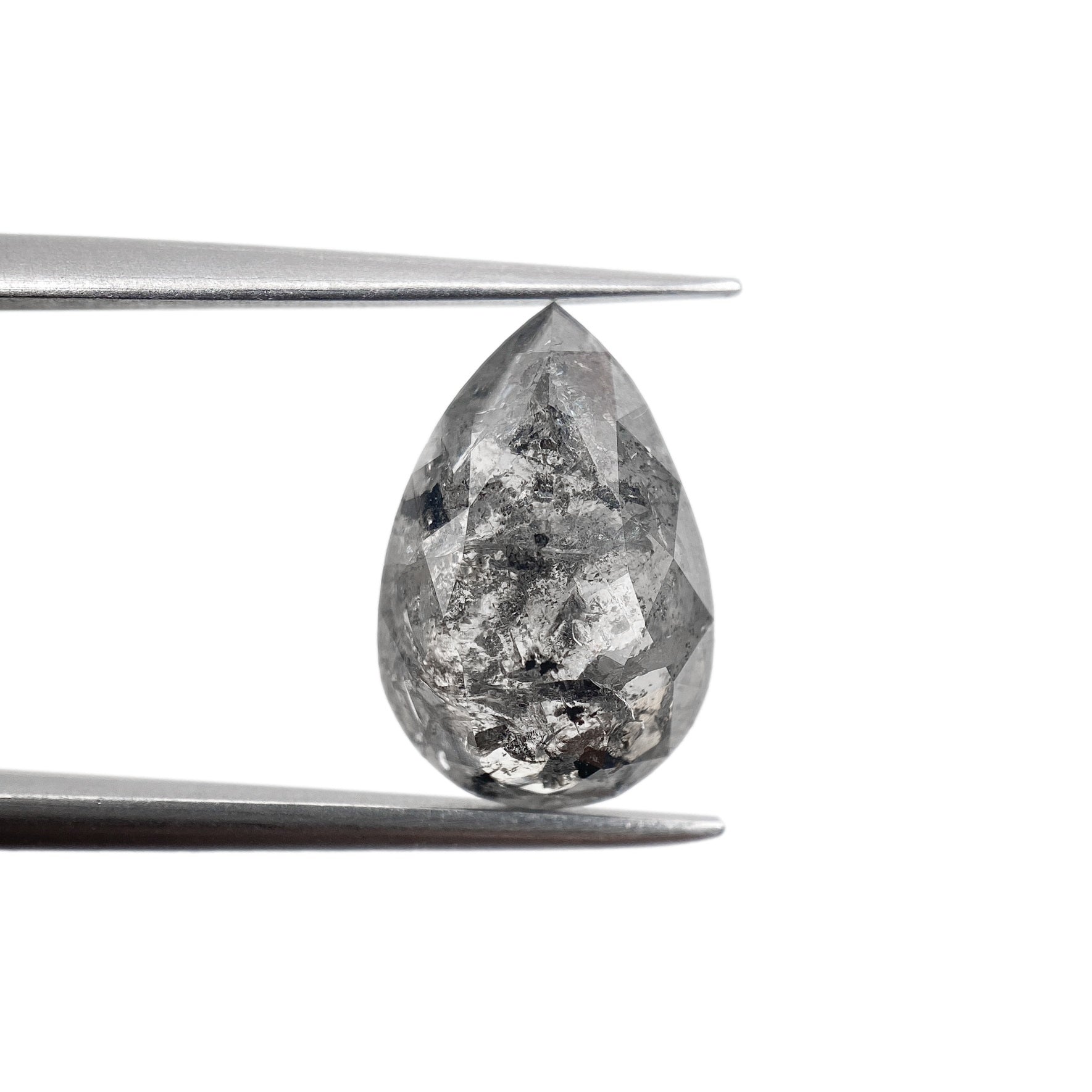 3.85ct | Salt & Pepper Pear Shape Brilliant Cut Diamond