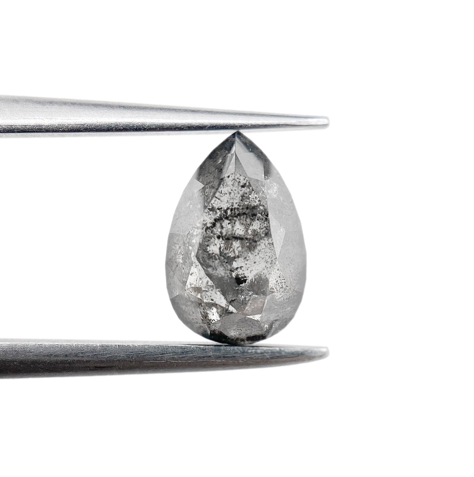 1.28ct | Salt & Pepper Pear Shape Rose Cut Diamond