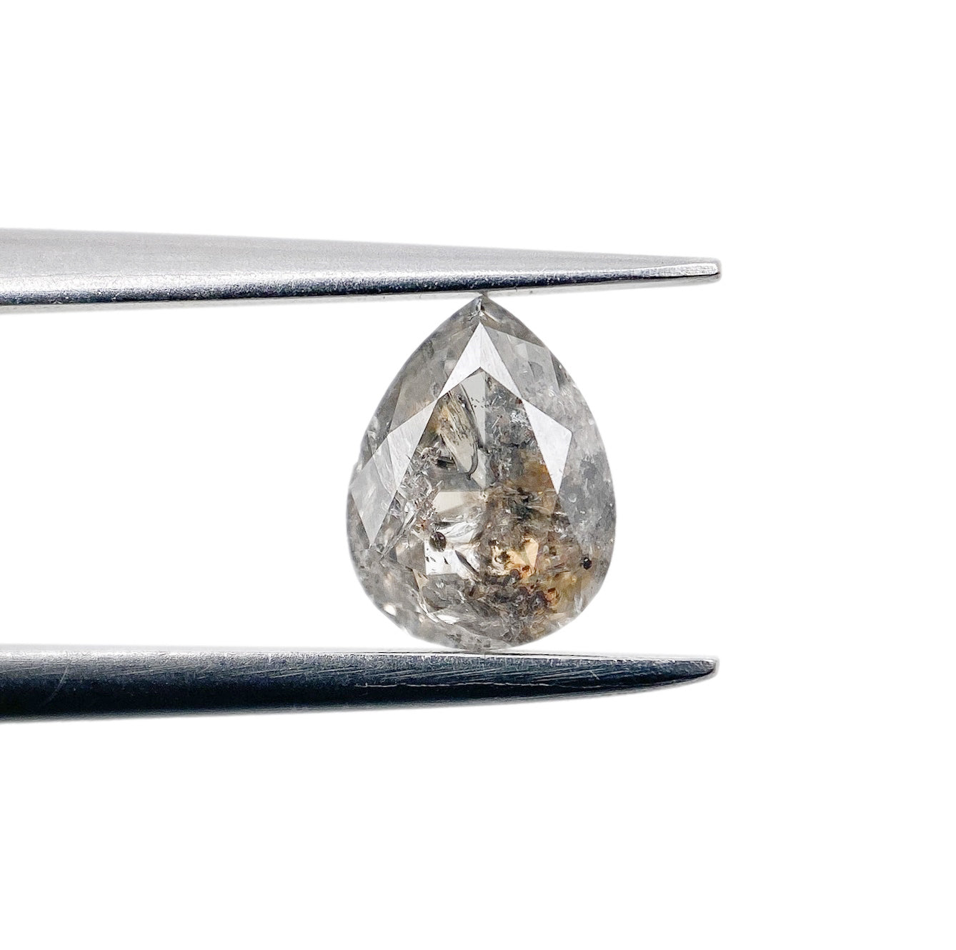 1.00ct | Salt & Pepper Pear Shape Rose Cut Diamond
