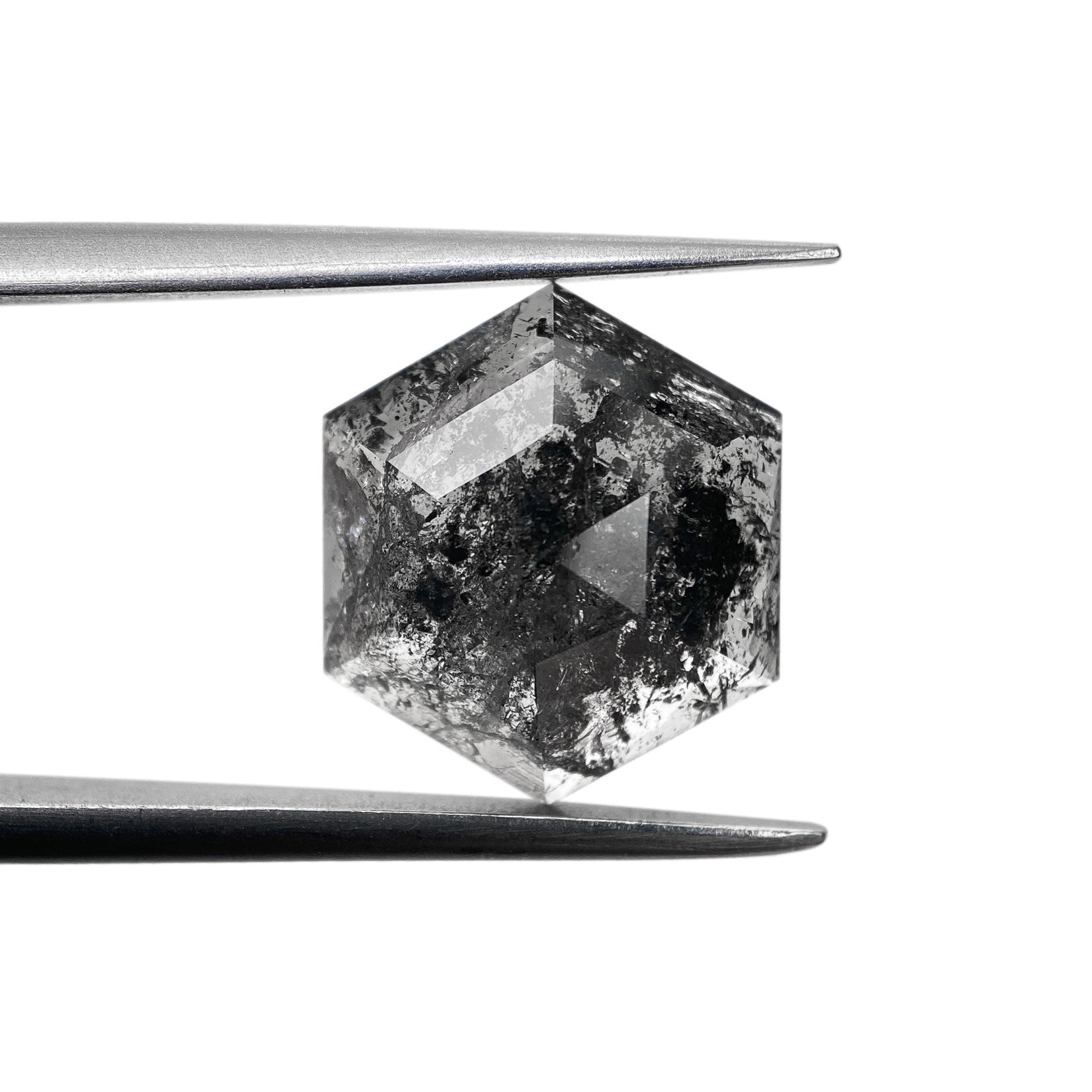3.11ct | Salt & Pepper Hexagon Shape Rose Cut Diamond