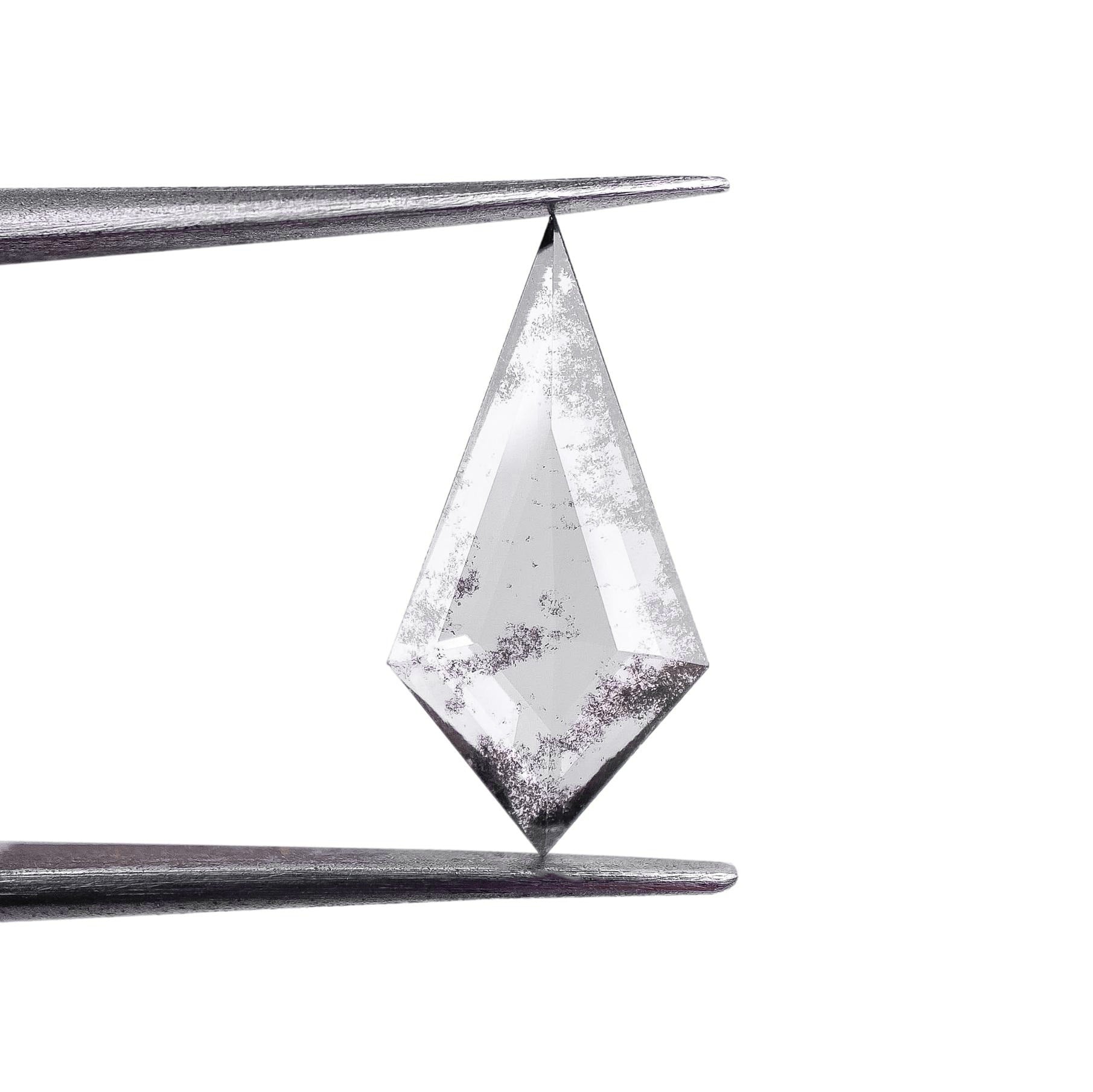 LITHOS Diamond Lab Diamond 1.24ct | Salt & Pepper Kite Shape Rose Cut Lab Diamond