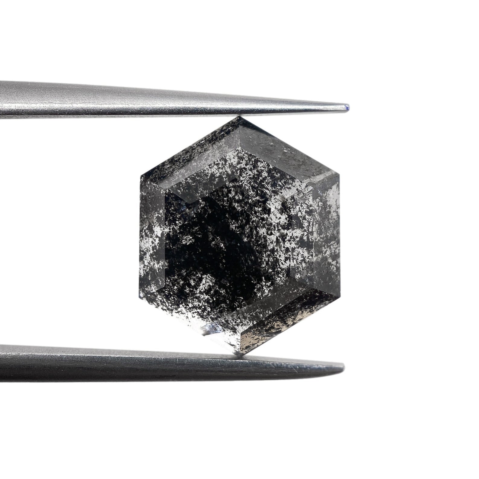 3.11ct | Salt & Pepper Hexagon Shape Rose Cut Diamond