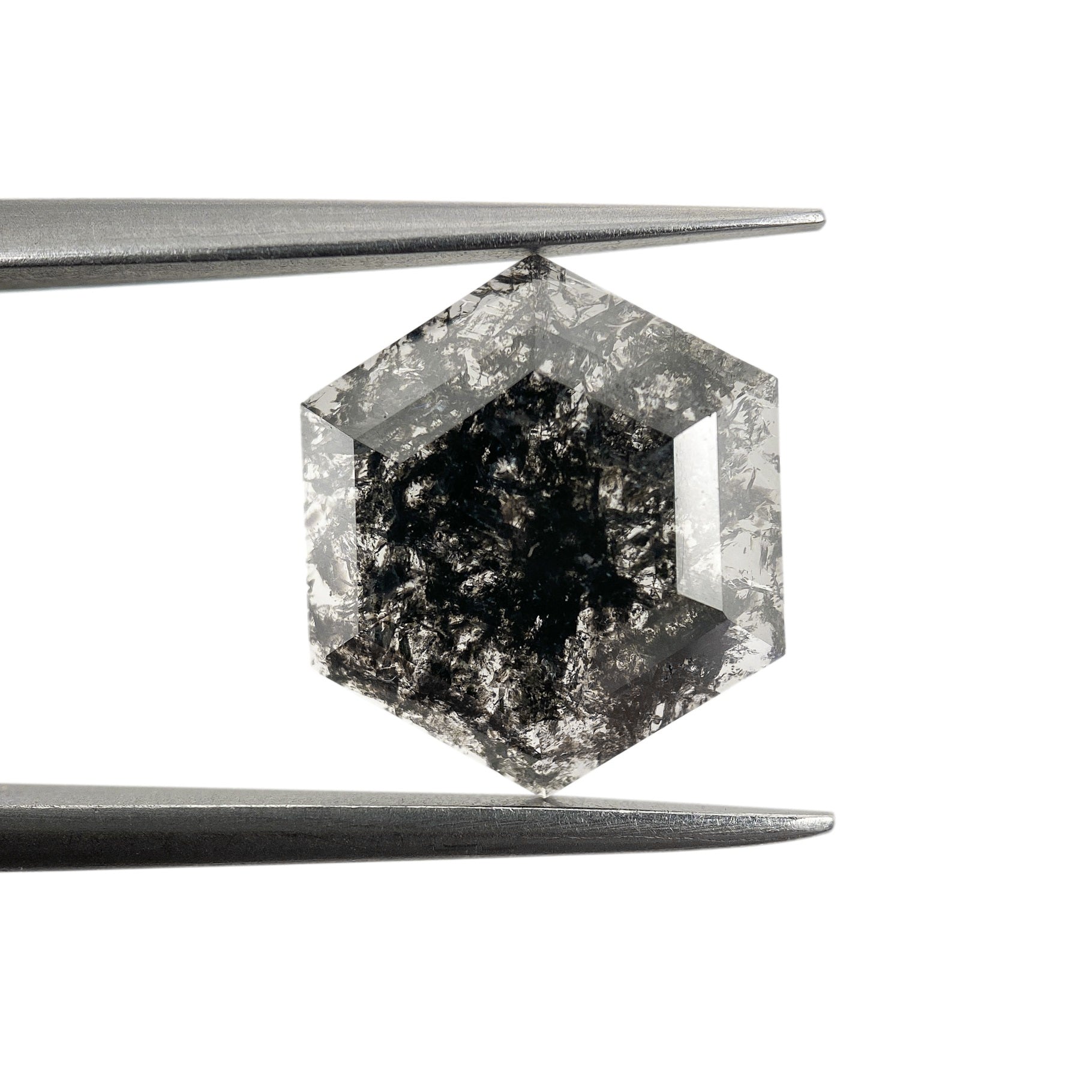 2.80ct | Salt & Pepper Hexagon Shape Rose Cut Diamond