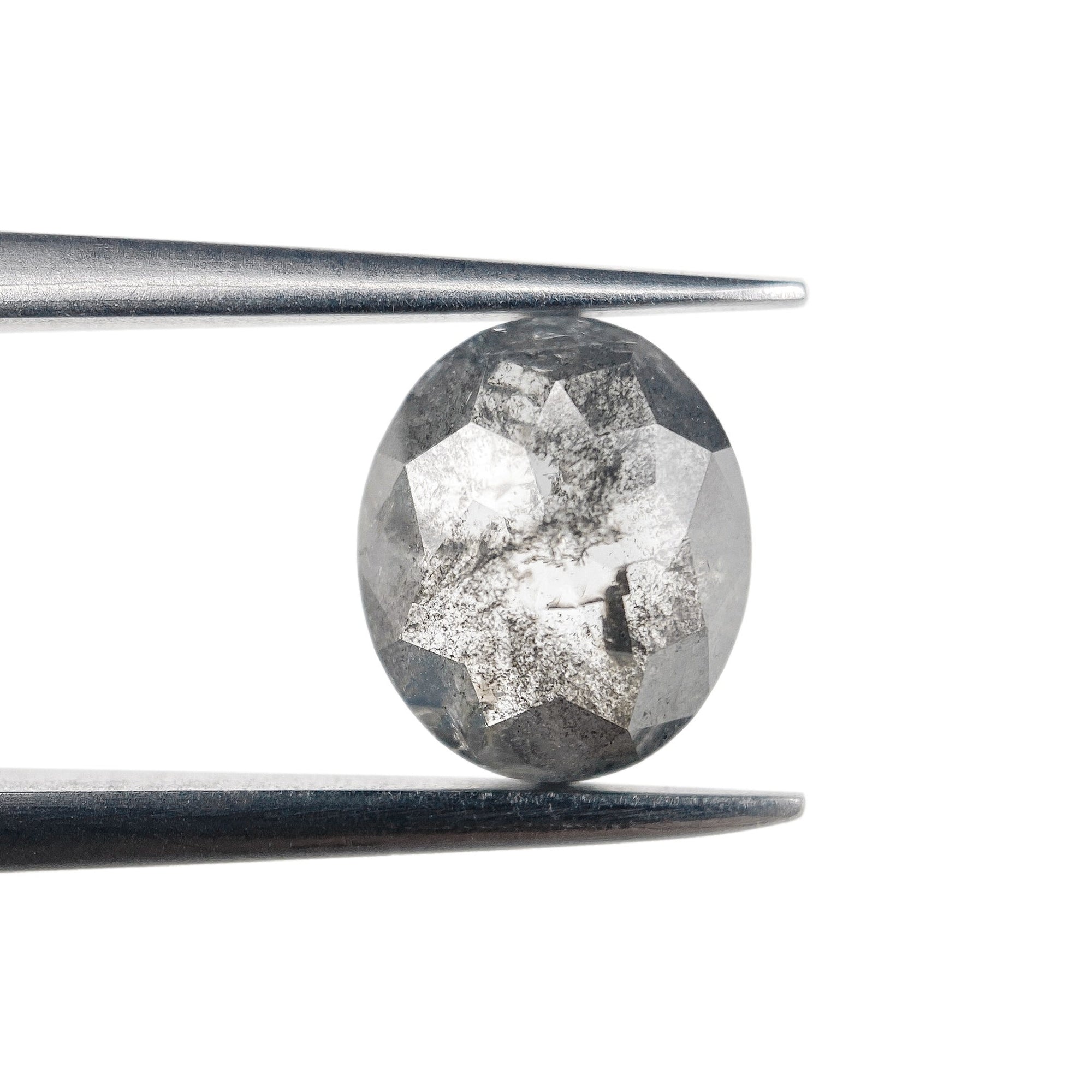 1.50ct | Salt & Pepper Oval Shape Rose Cut Diamond