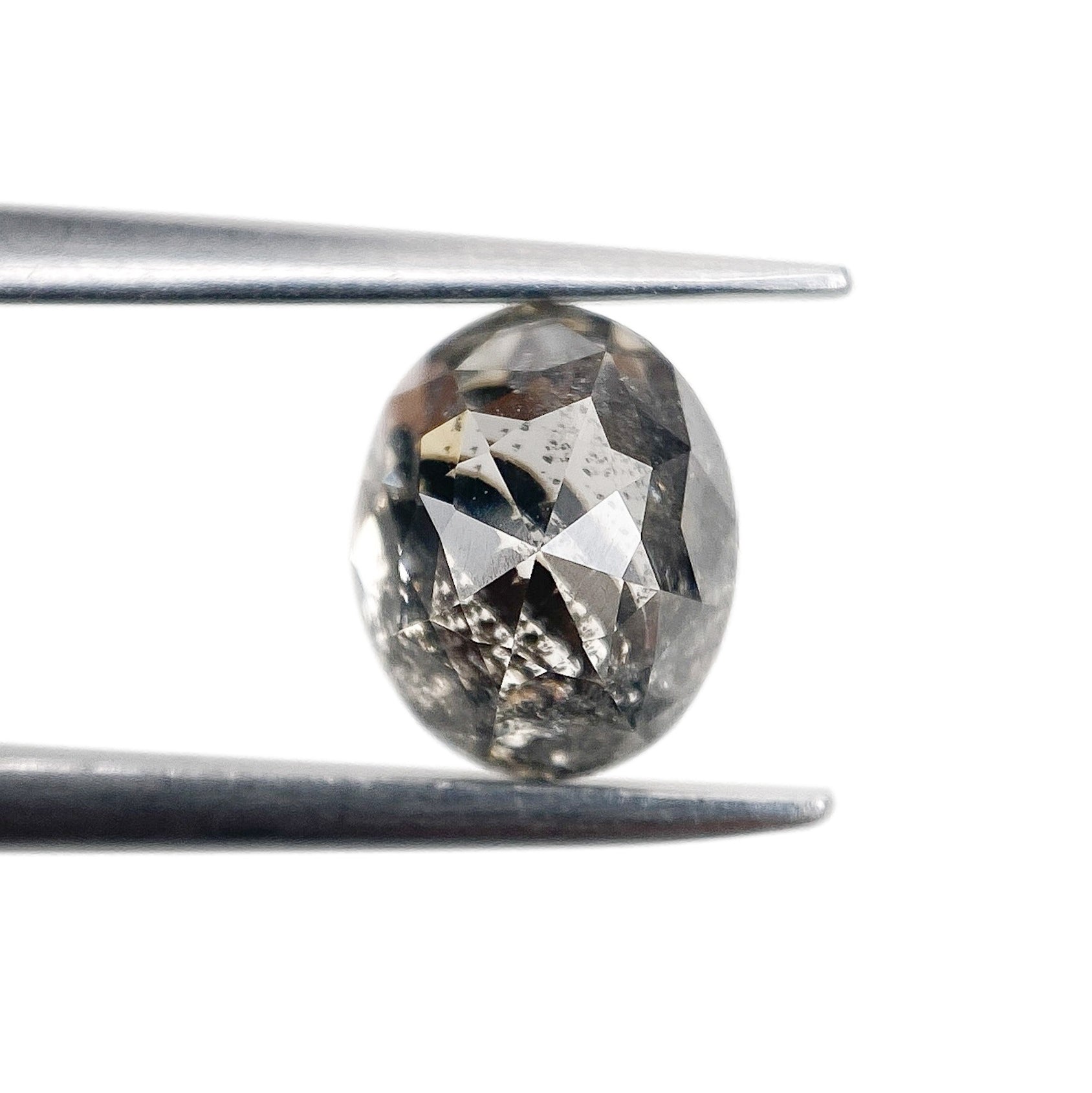 1.18ct | Salt & Pepper Oval Shape Rose Cut Diamond