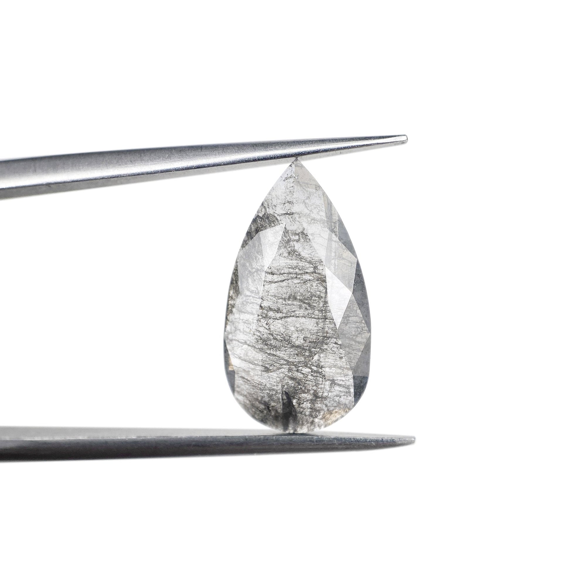 2.53ct | Salt & Pepper Pear Shape Rose Cut Diamond