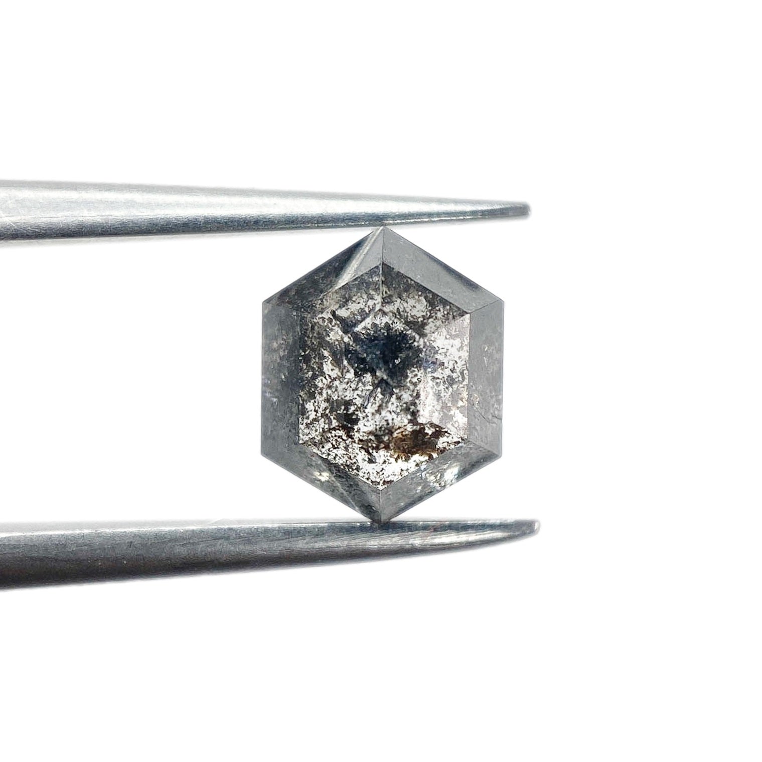 1.32ct | Salt & Pepper Hexagon Shape Rose Cut Diamond