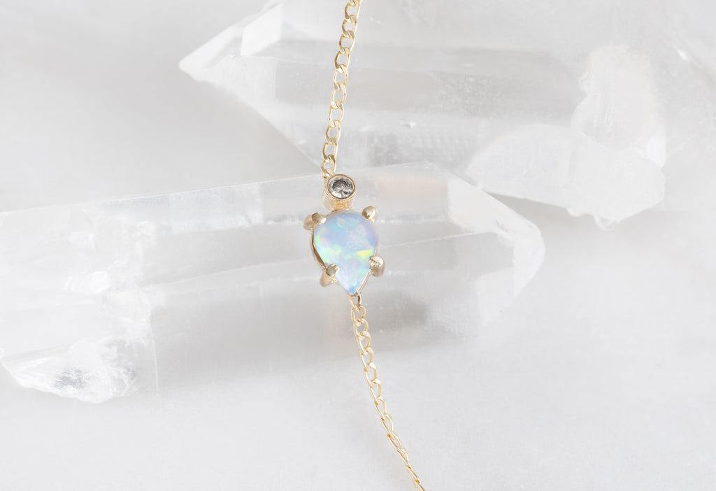 Asymmetrical Opal + Diamond Necklace