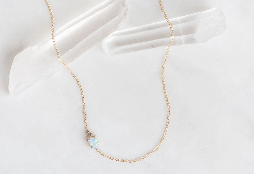 Asymmetrical Opal + Diamond Necklace