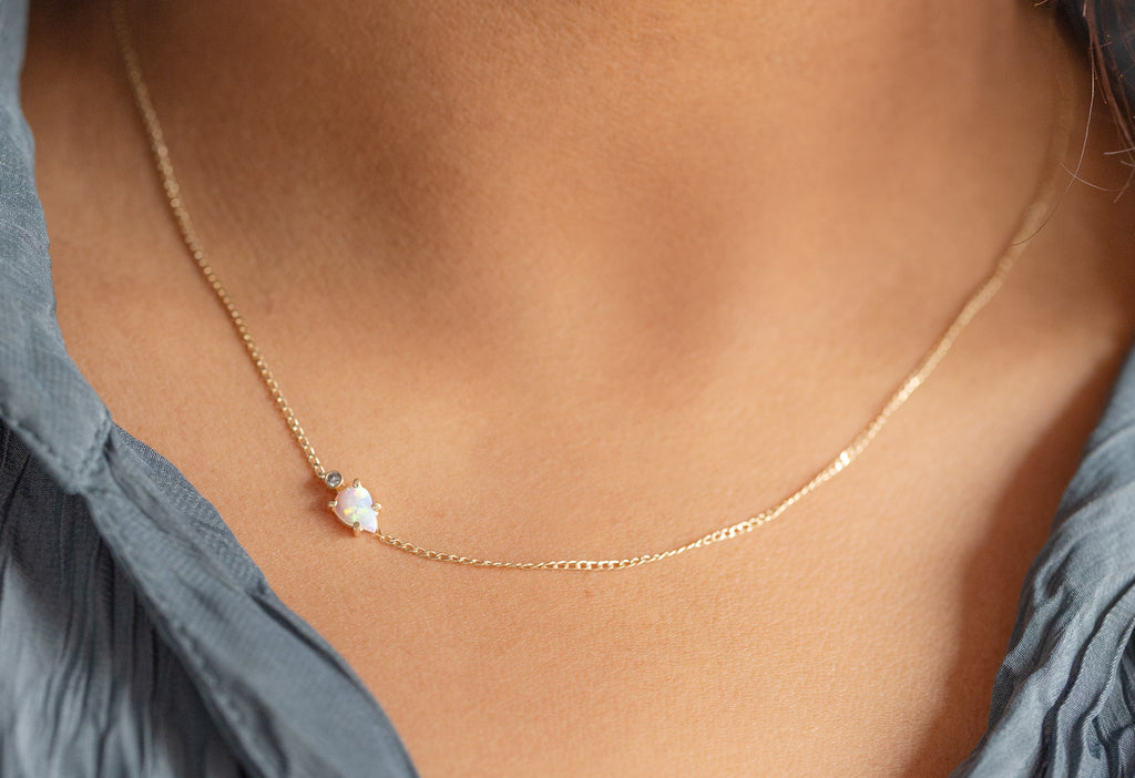 Alexis Russell - Pavé Diamond Letter Charm Necklace - J / 14K Rose Gold
