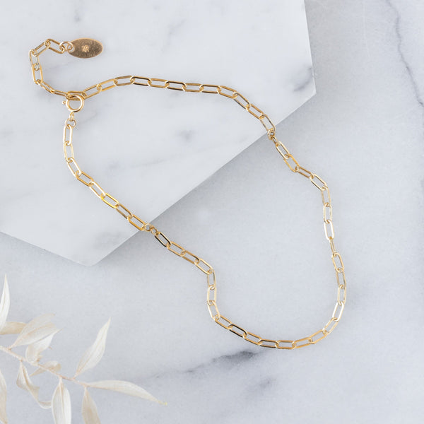 The Drawn Cable Chain Anklet | Yellow Gold – Alexis Russell