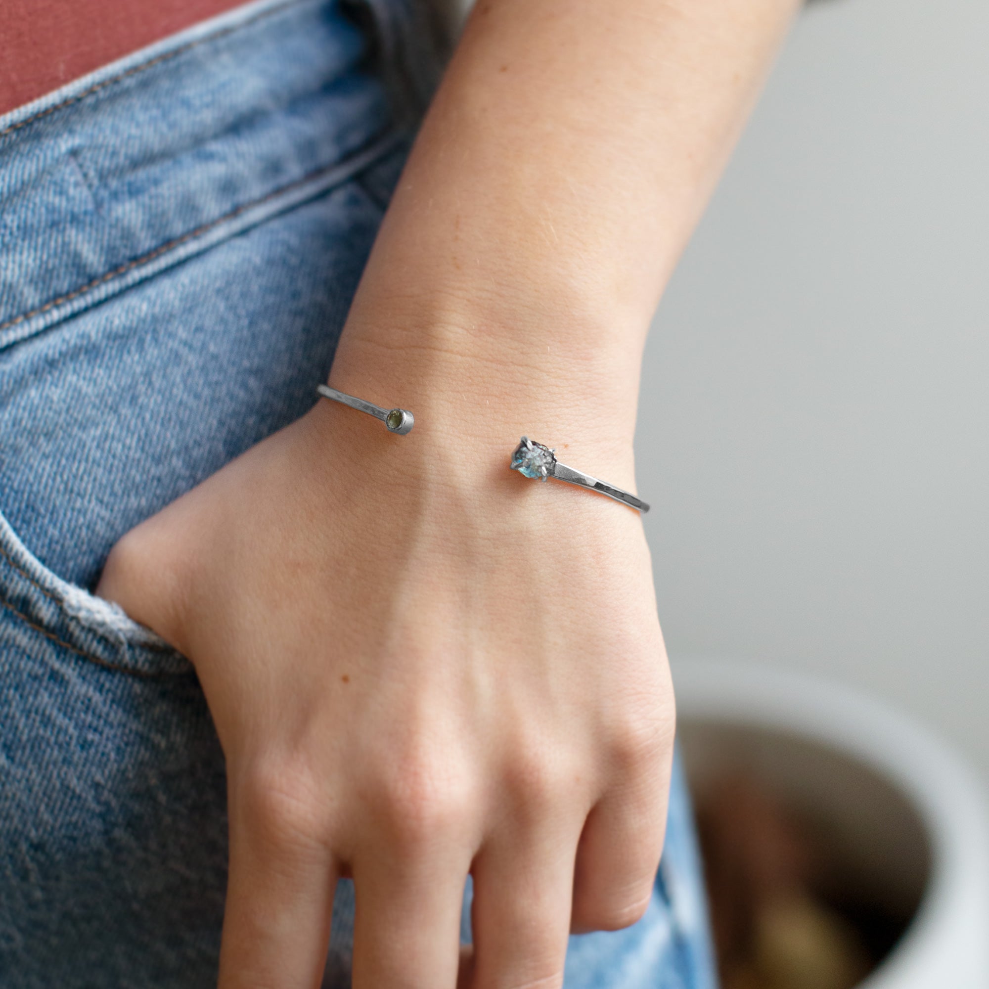 Alexis Russell Bracelets / Anklets The Raw Montana Sapphire Cuff Bracelet | Sterling Silver