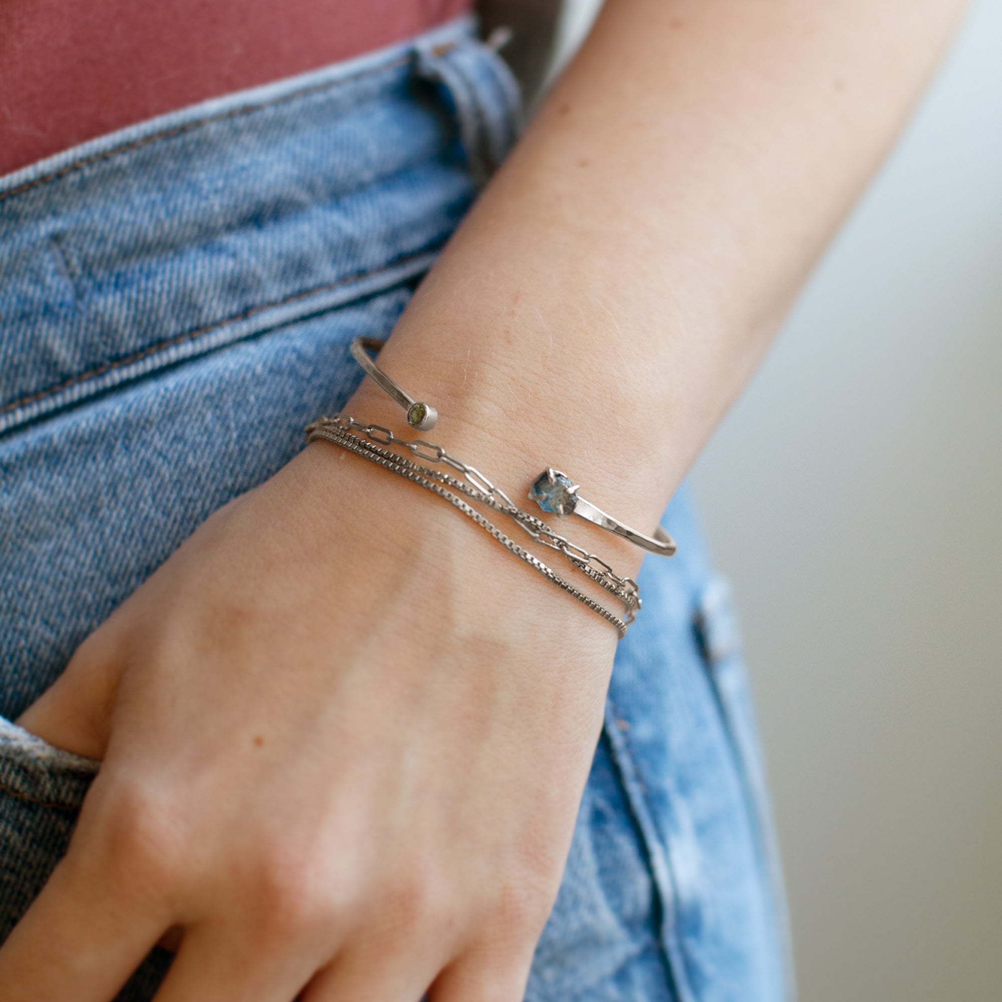 Alexis Russell Bracelets / Anklets The Raw Montana Sapphire Cuff Bracelet | Sterling Silver