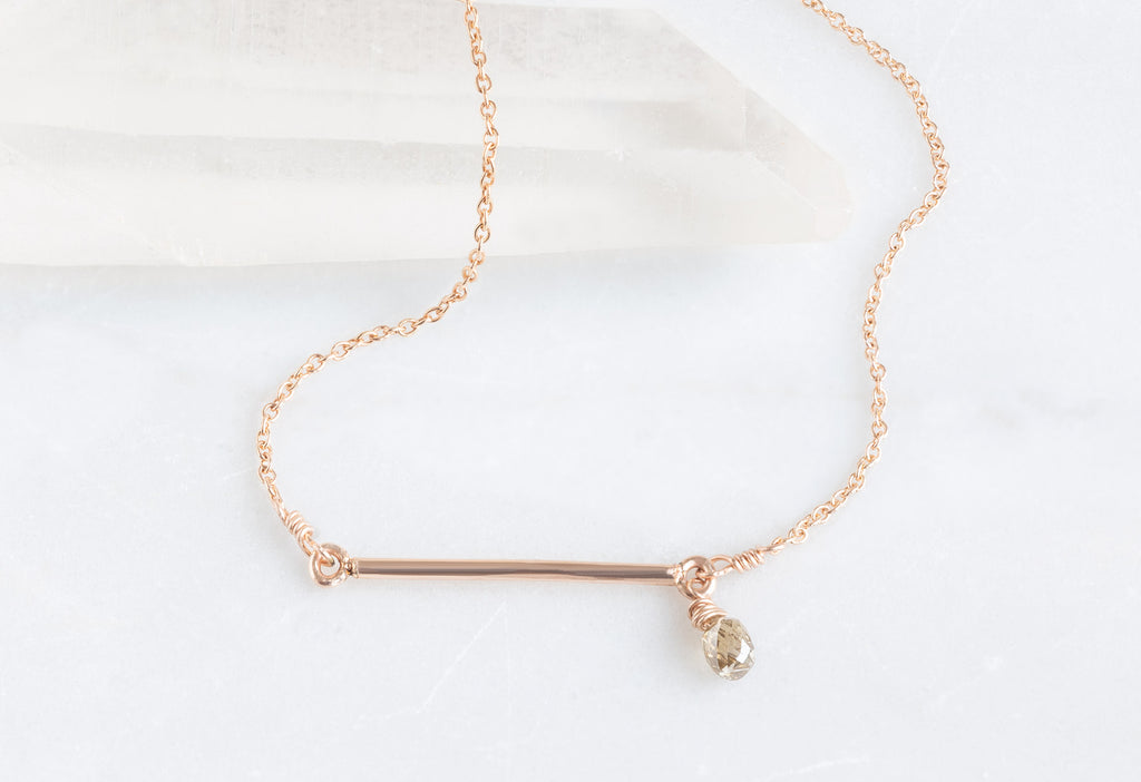 Diamond Briolette Bar Bracelet in Rose Gold