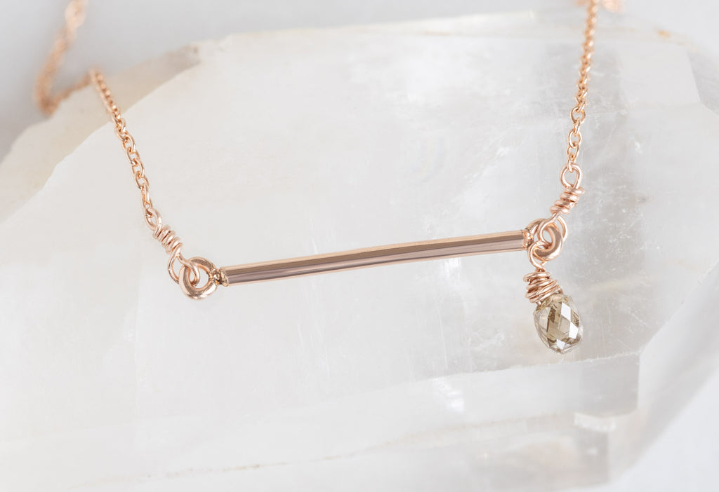 Diamond Briolette Bar Bracelet in Rose Gold