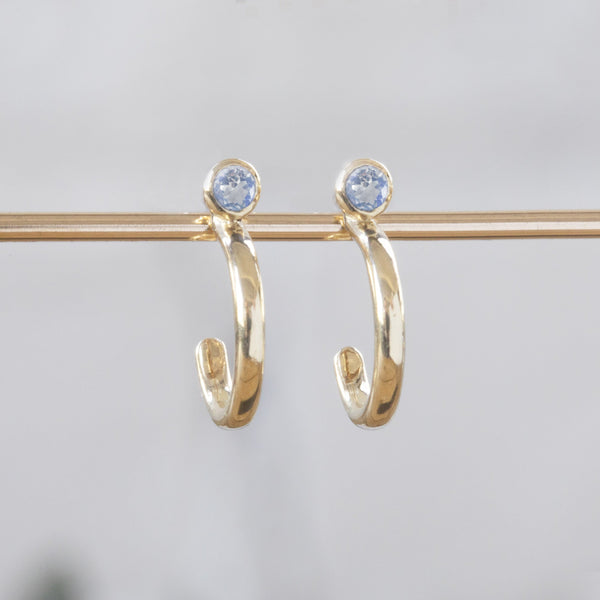 Alexis Russell Earrings Moonstone Birthstone Hoop Earrings | Yellow, Rose or White Gold