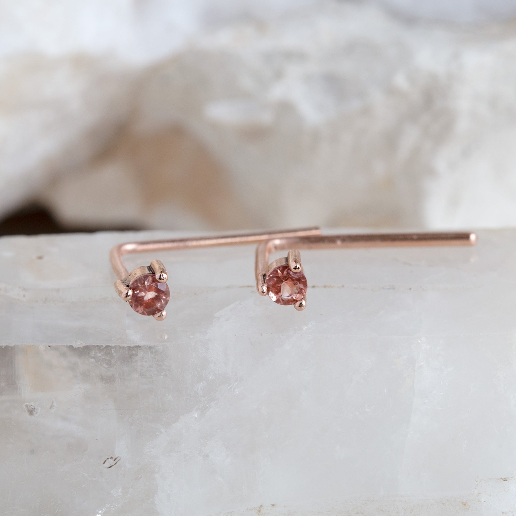 The Sunstone Staple Thread Earrings | Yellow, Rose, White or Sterling Silver