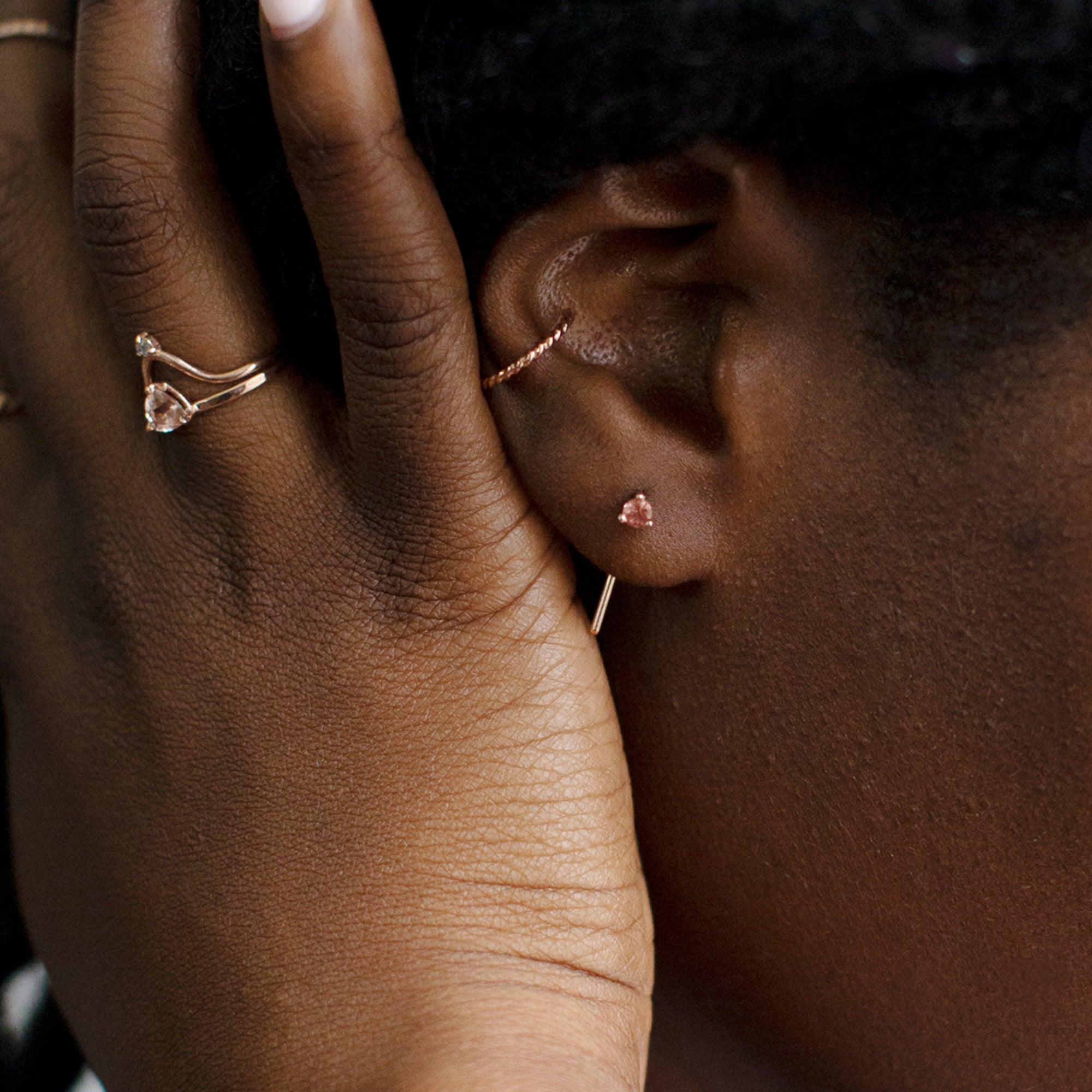 The Sunstone Staple Thread Earrings | Yellow, Rose, White or Sterling Silver