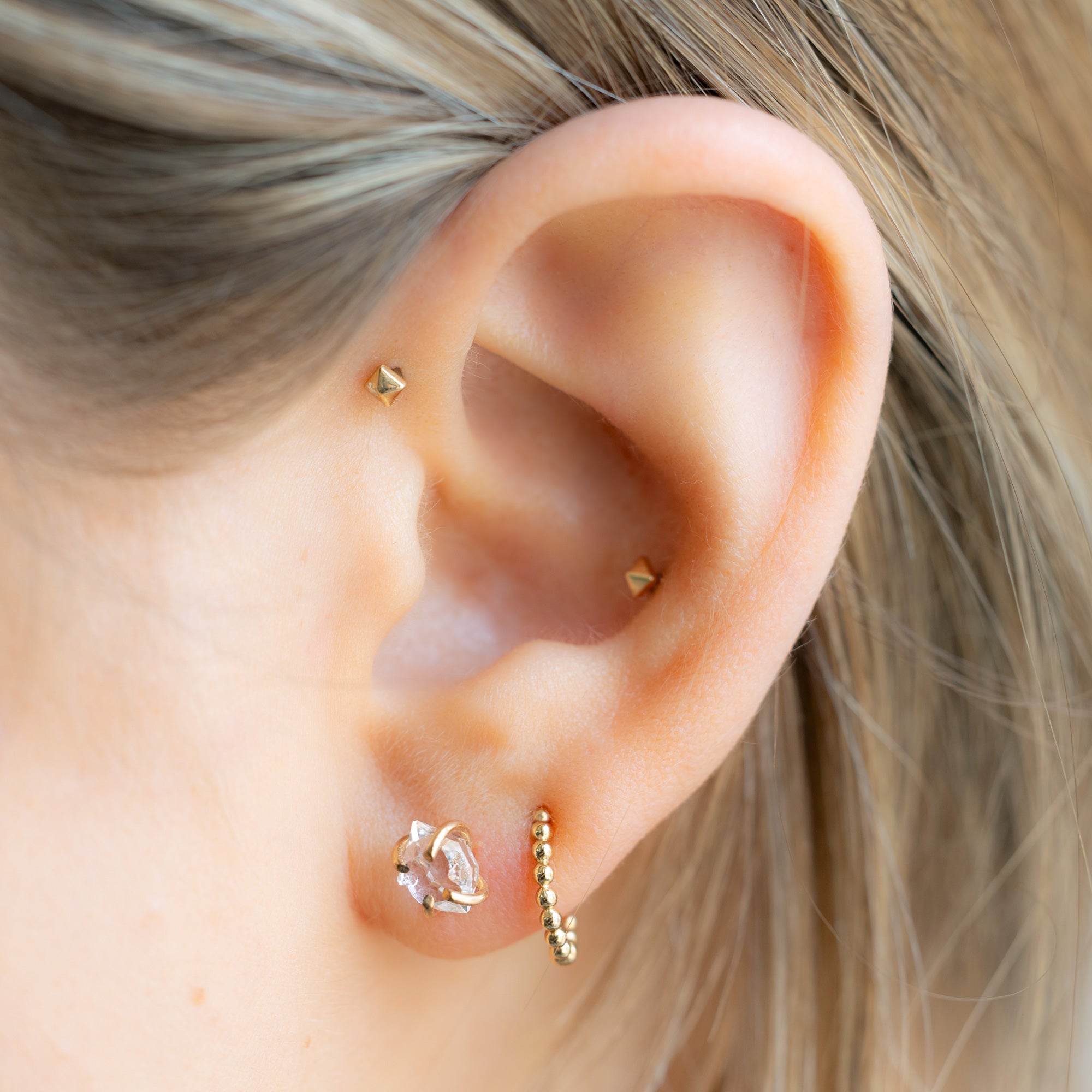 Alexis Russell Earrings The Herkimer Diamond Stud Earrings | Yellow Gold Filled