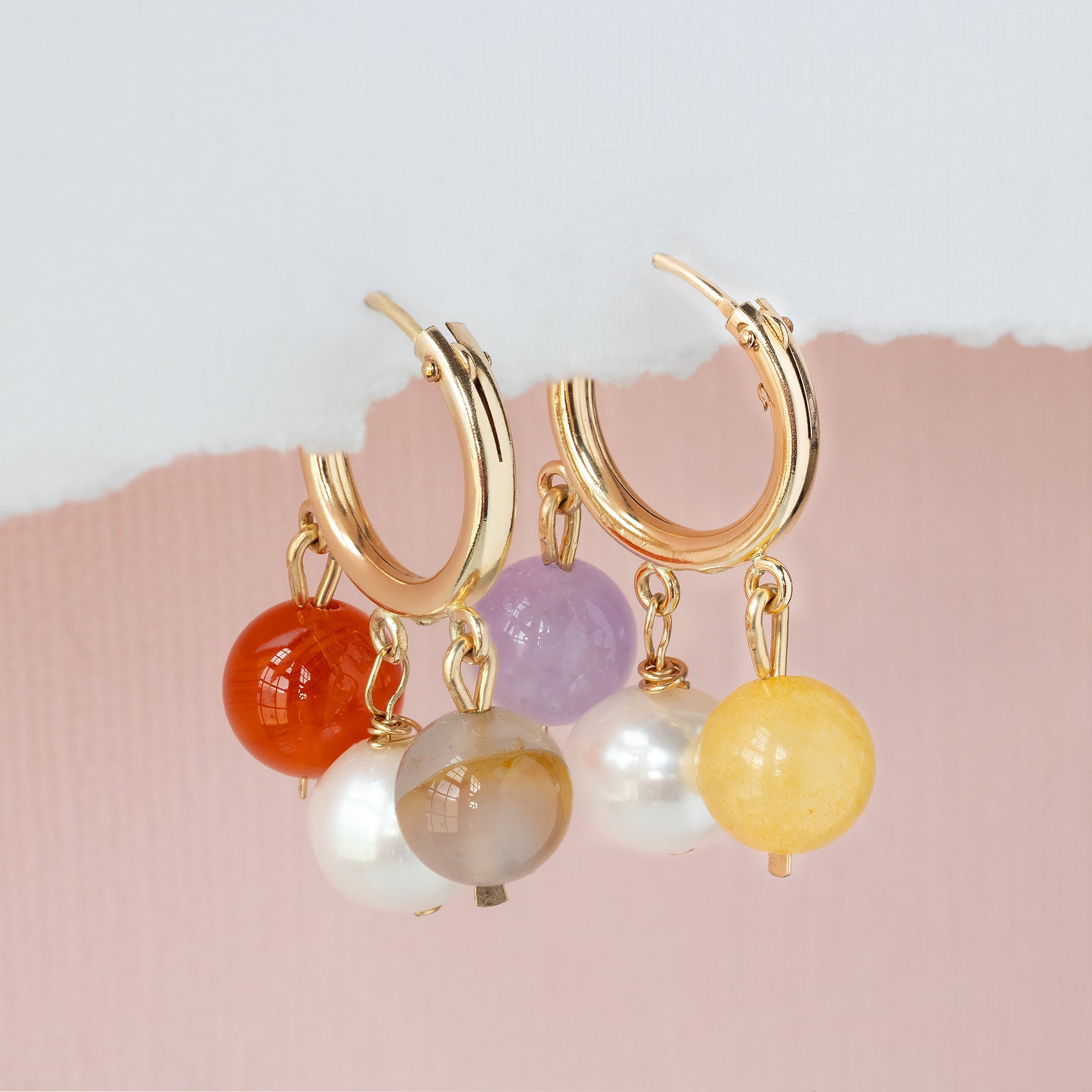 Alexis Russell  Earrings Vibrant Gemstone Gumball Hoop Earrings | Yellow Gold