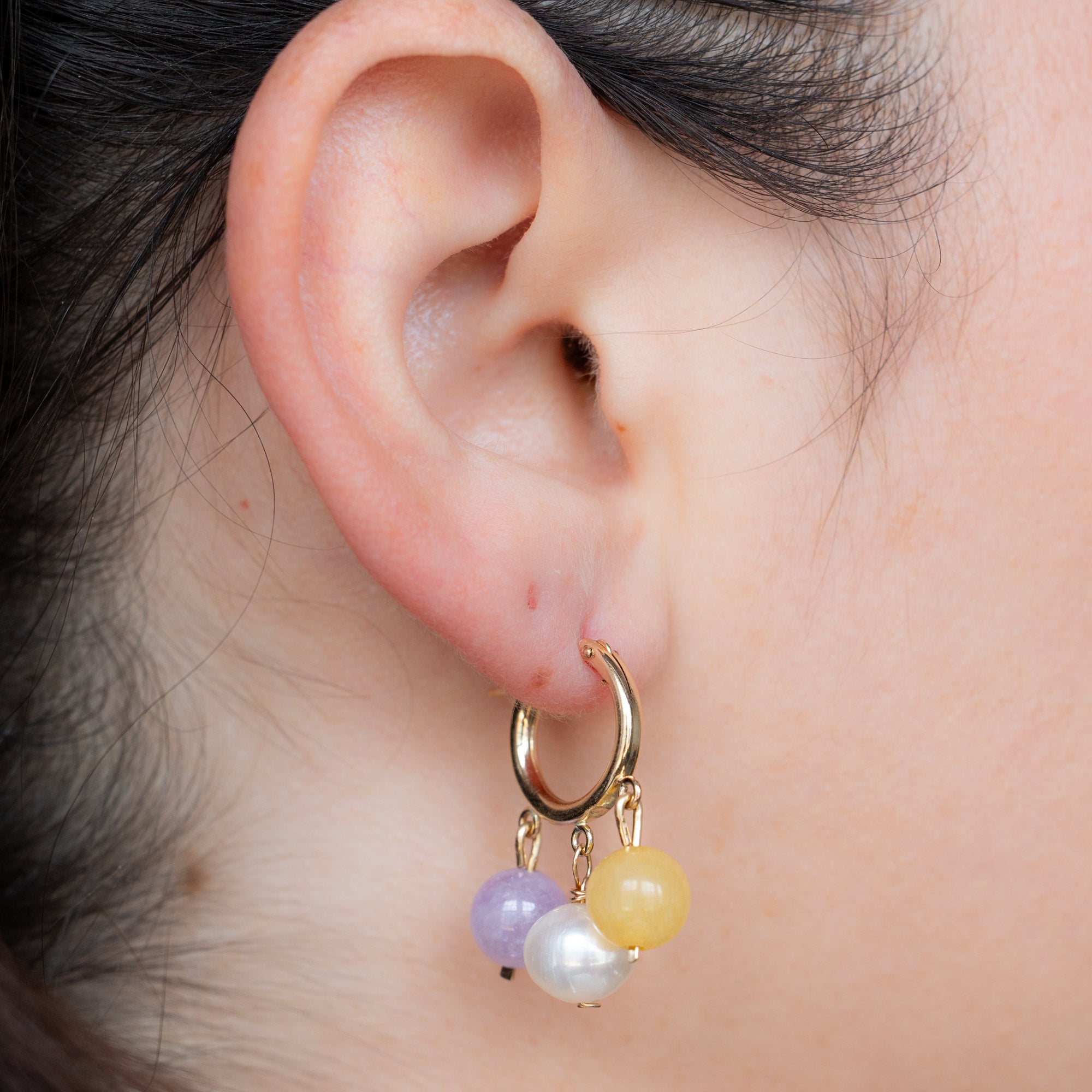 Alexis Russell  Earrings Vibrant Gemstone Gumball Hoop Earrings | Yellow Gold
