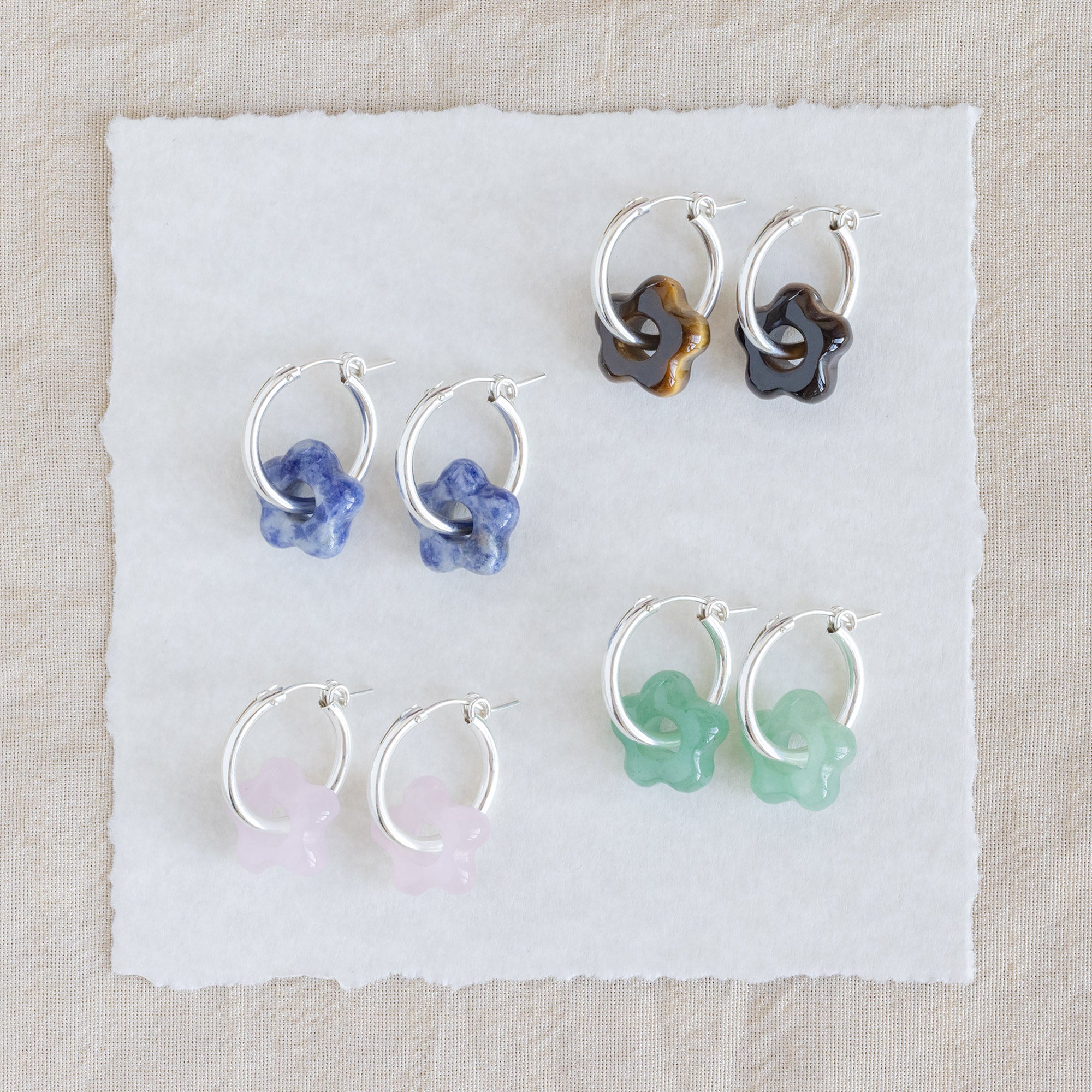 Alexis Russell  Earrings Lazy Daisy Gemstone Hoop Earrings | Sterling Silver