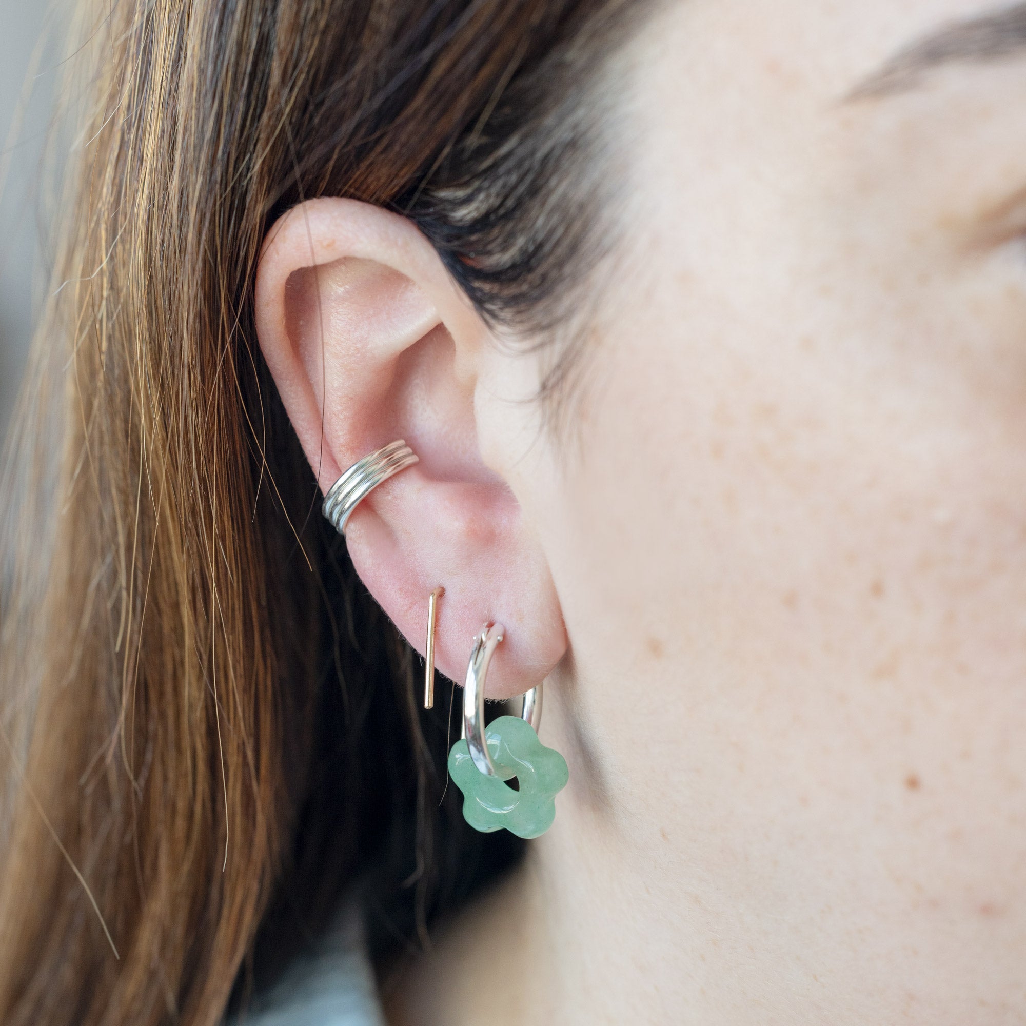 Alexis Russell  Earrings Lazy Daisy Gemstone Hoop Earrings | Sterling Silver