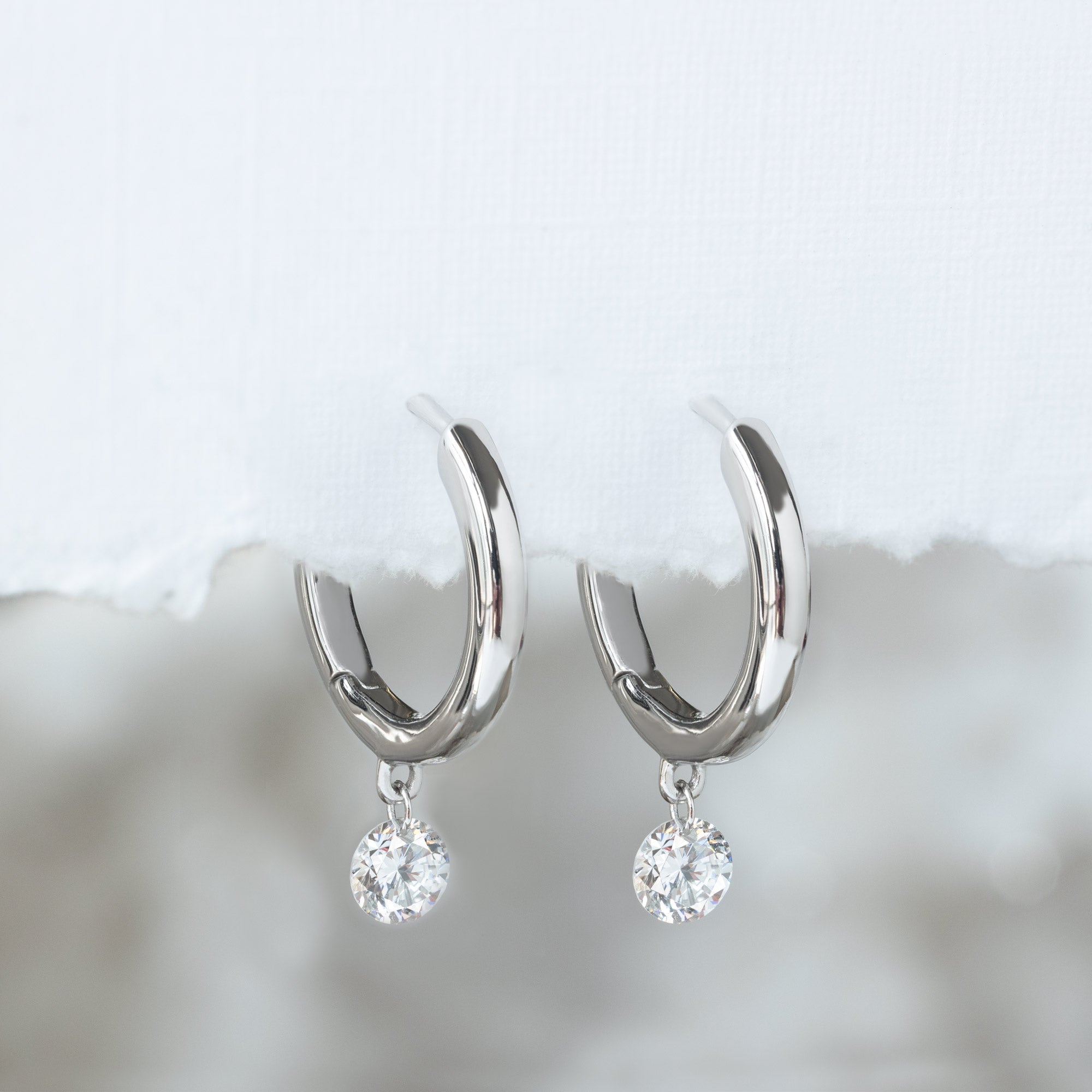 Alexis Russell  Earrings Lab Grown White Diamond Hoop Earrings | Sterling Silver
