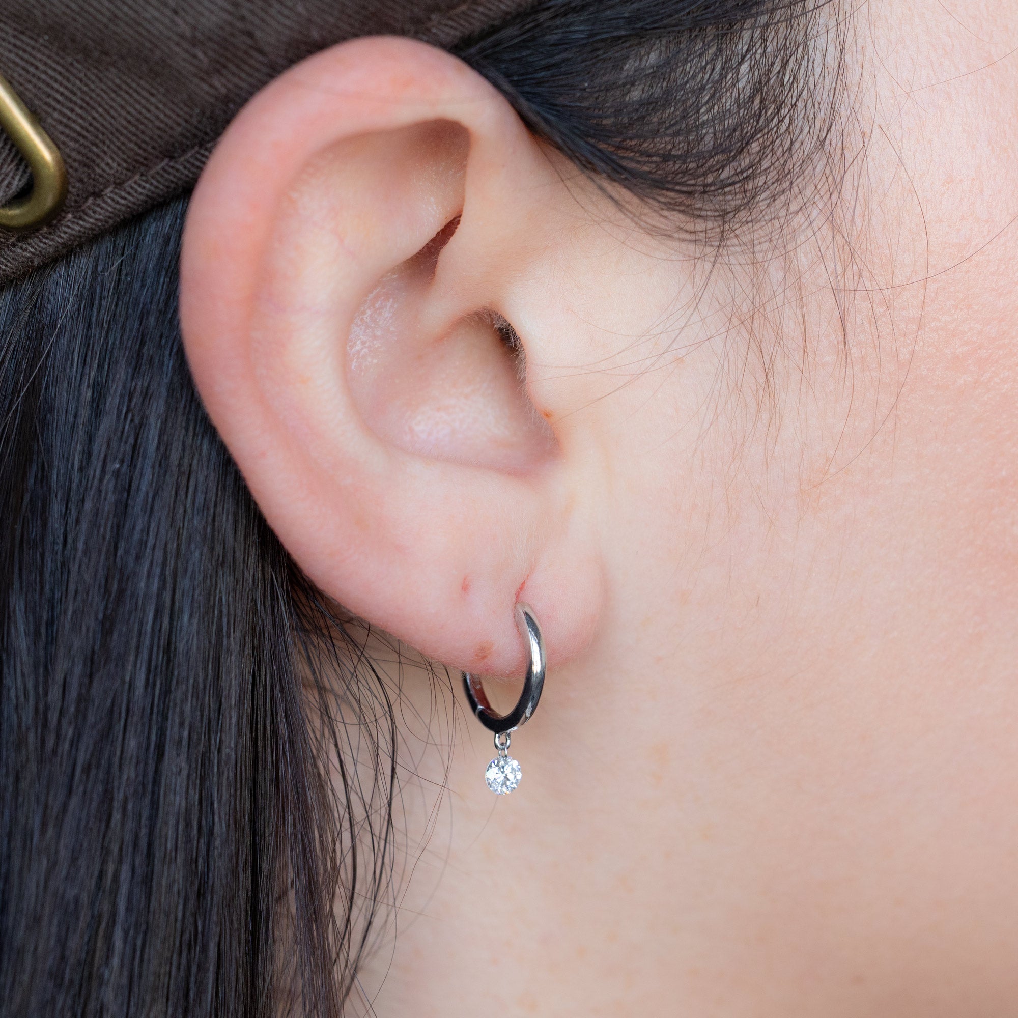 Alexis Russell  Earrings Lab Grown White Diamond Hoop Earrings | Sterling Silver